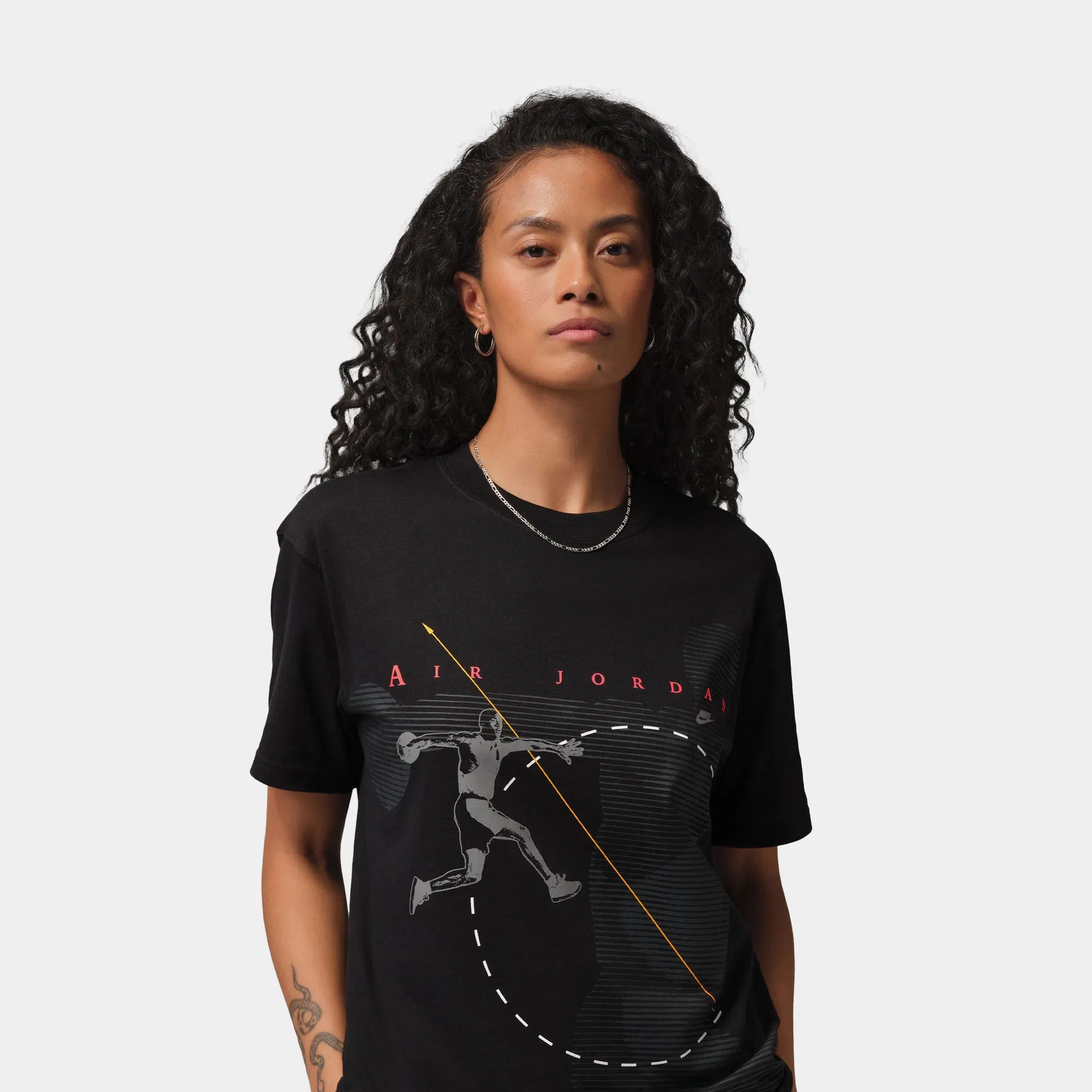 Air Jordan Flight Graphic Womens Short Sleeve Shirt (Dark Smoke Grey/Black)