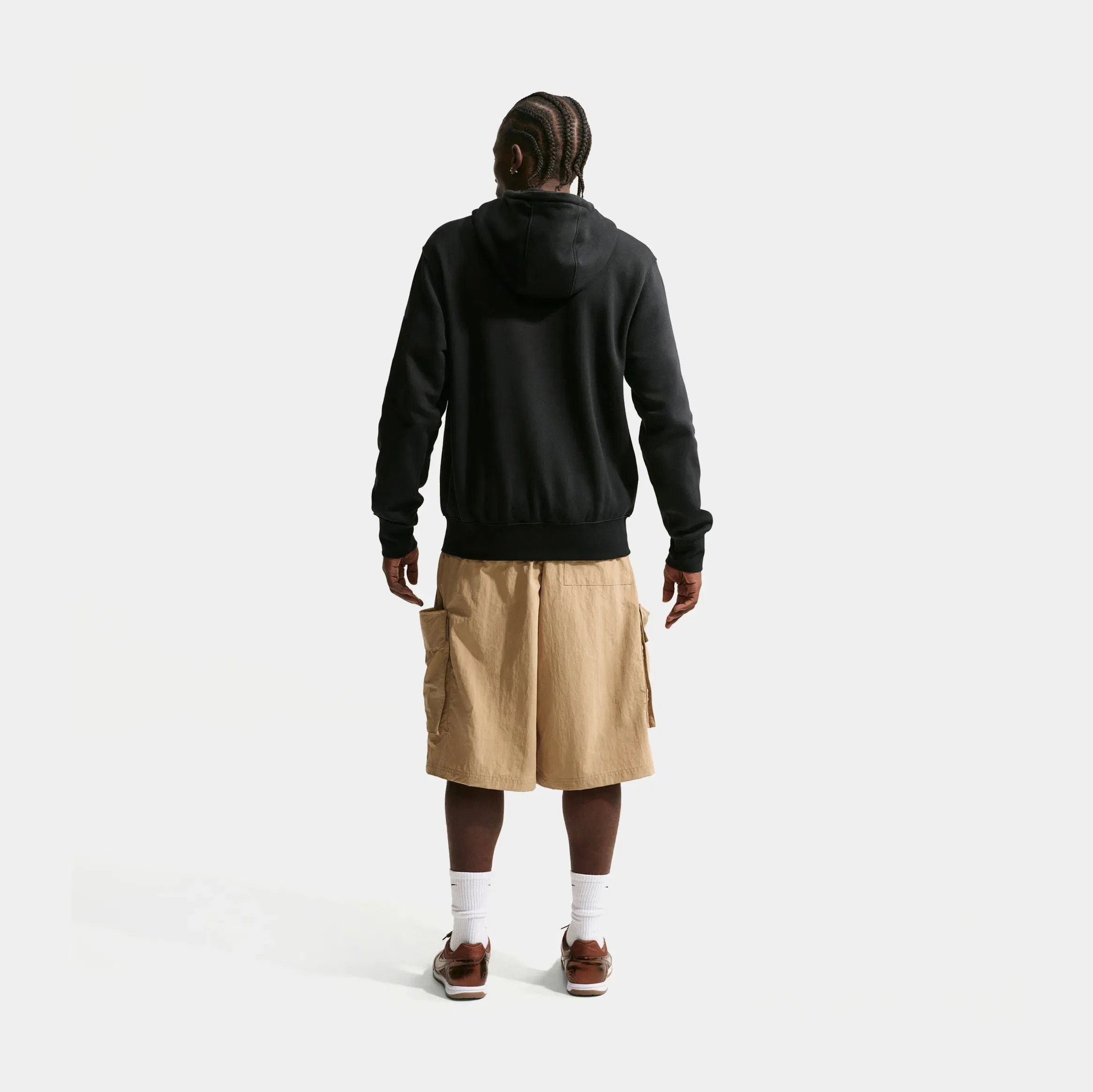 Nike NSW Club Fleece Zip Up Mens Hoodie (Black/Beige)