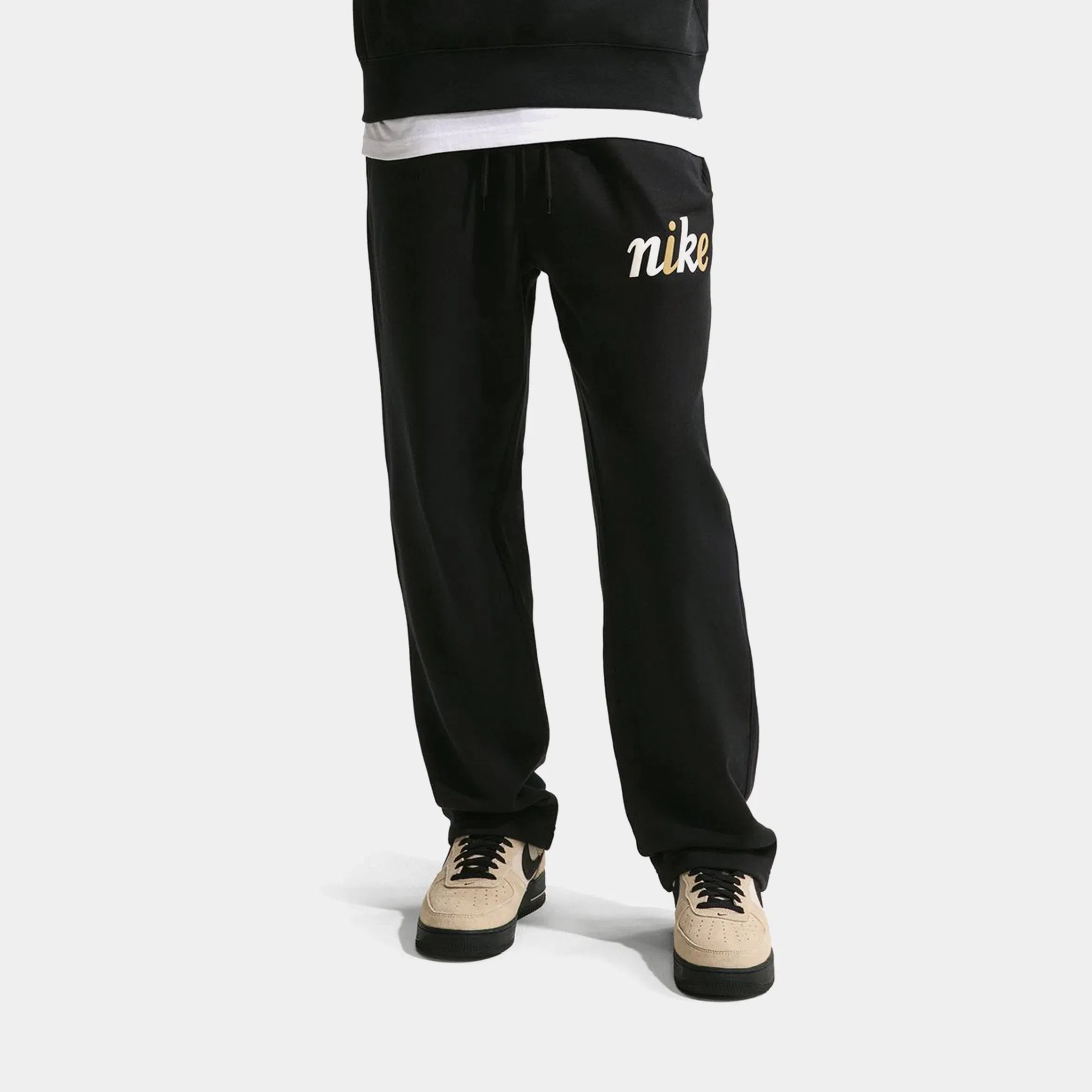 Nike NSW Club Fleece Open Hem Mens Pants (Black/Black/Sail)