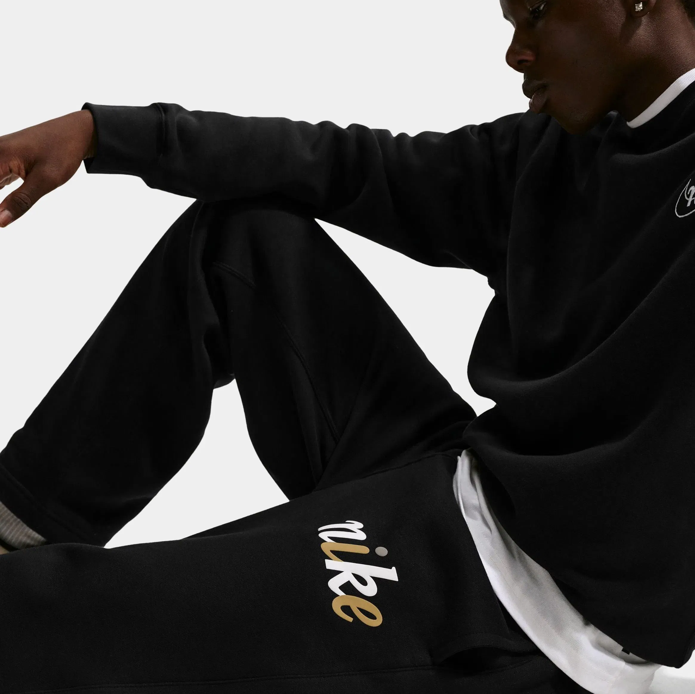 Nike NSW Club Fleece Open Hem Mens Pants (Black/Black/Sail)