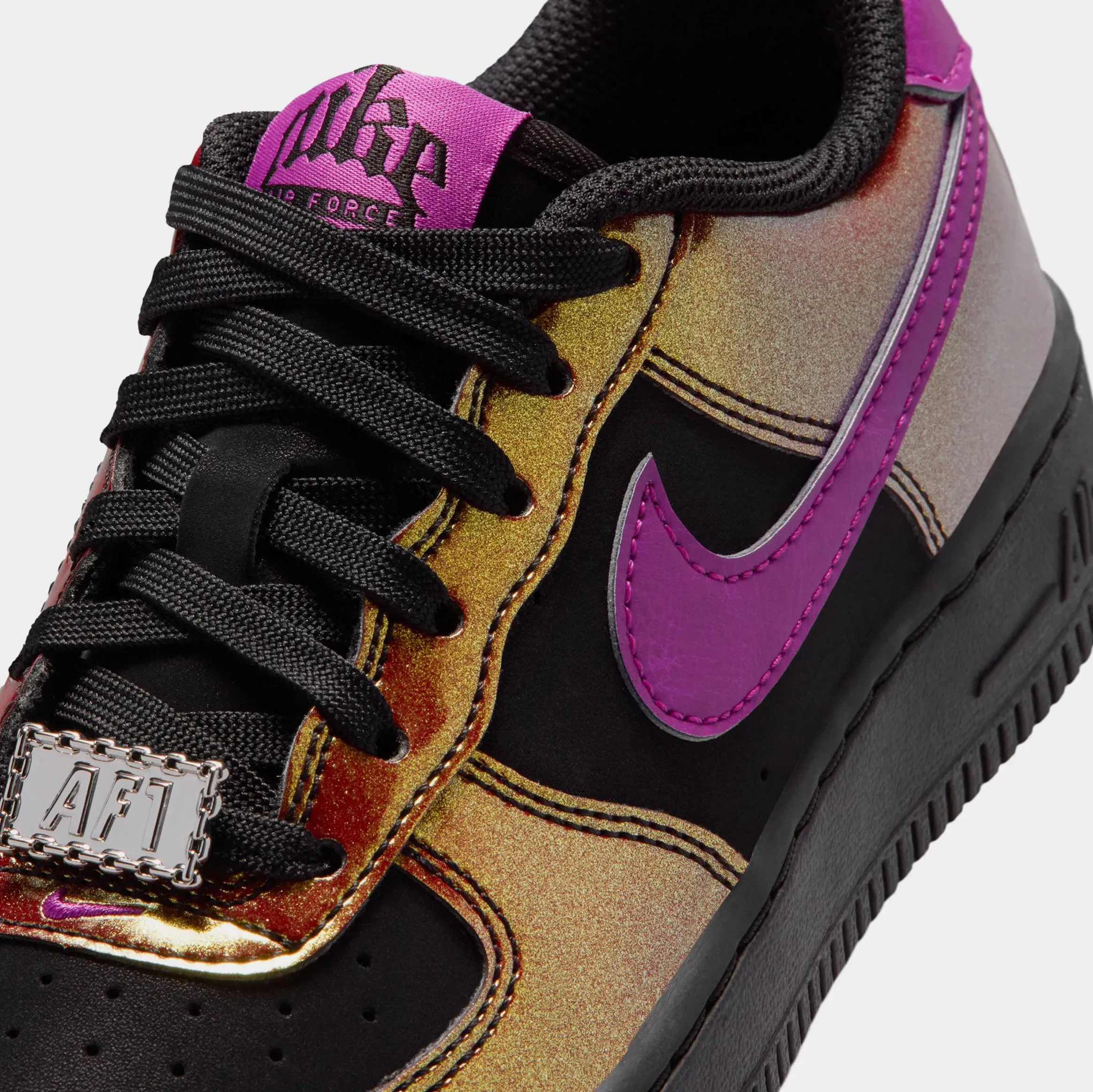 Nike Air Force 1 Low LV8 Grade School Lifestyle Shoes (Black/Bold Berry)