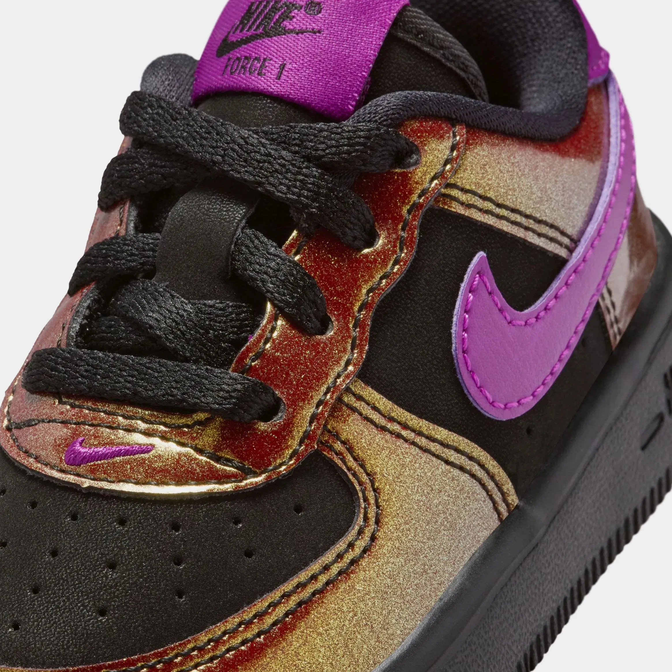 Nike Air Force 1 Low LV8 Infant Toddler Lifestyle Shoes (Black/Bold Berry)