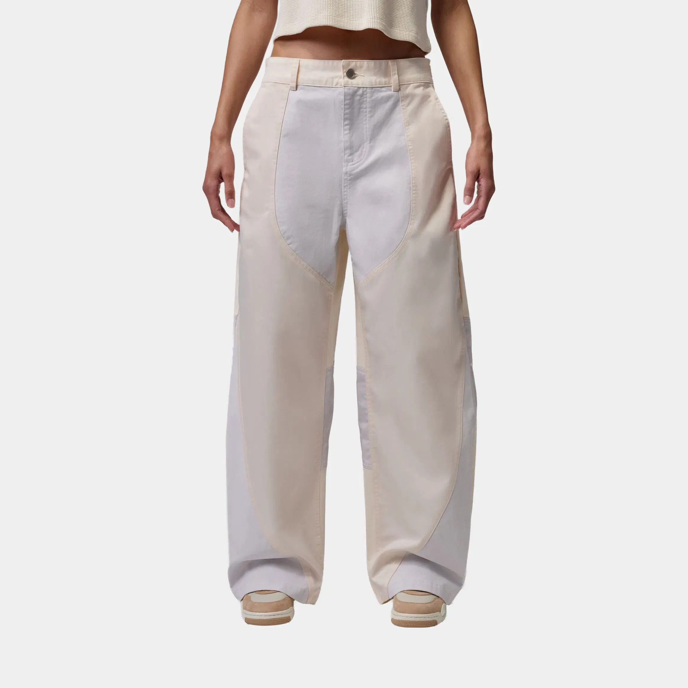 Air Jordan Flight '91 Wide Leg Baggy Womens Pants (Chalk/Vast Grey)