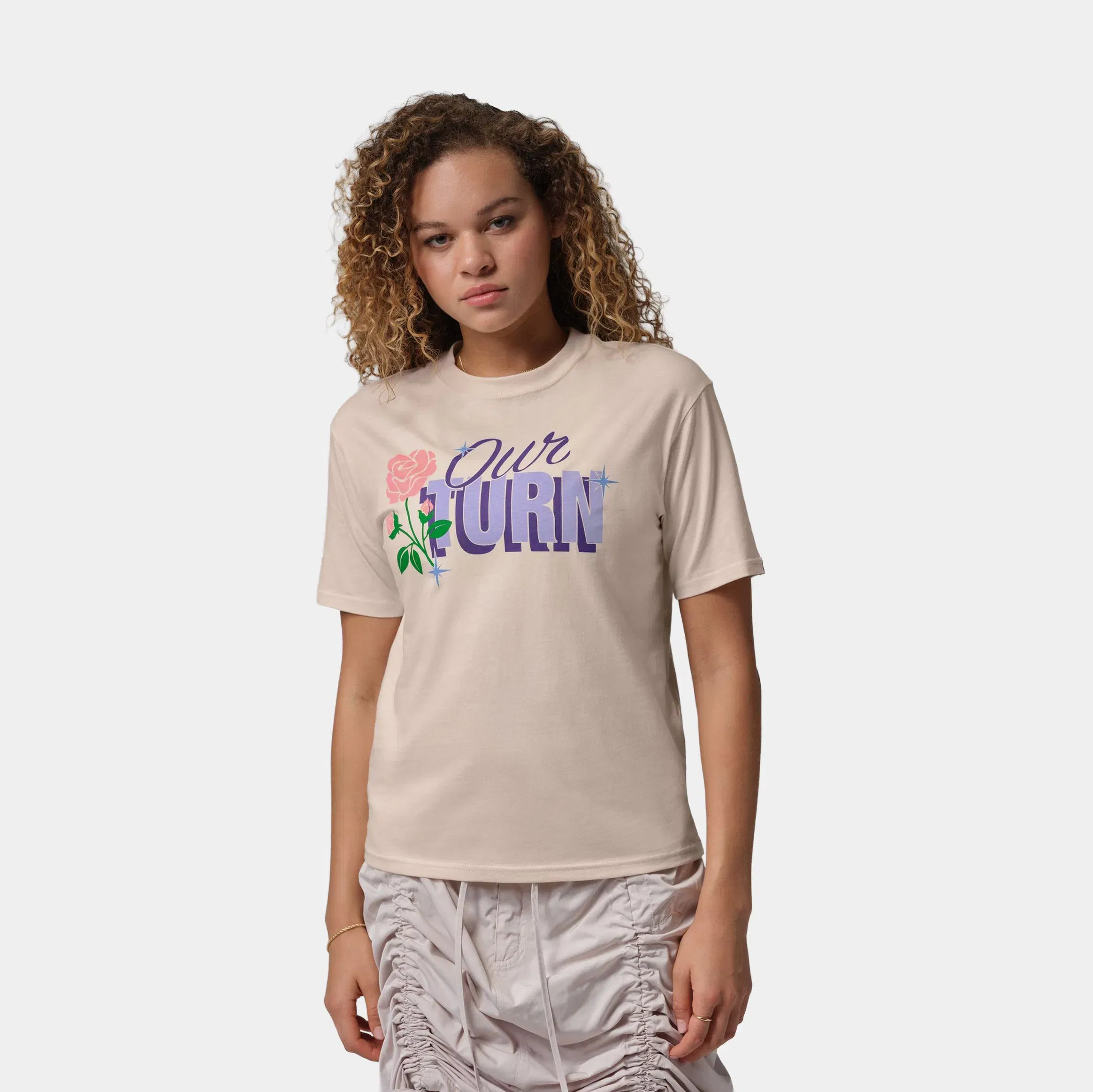 Air Jordan Graphic Our Turn Womens Short Sleeve Shirt (Chalk)