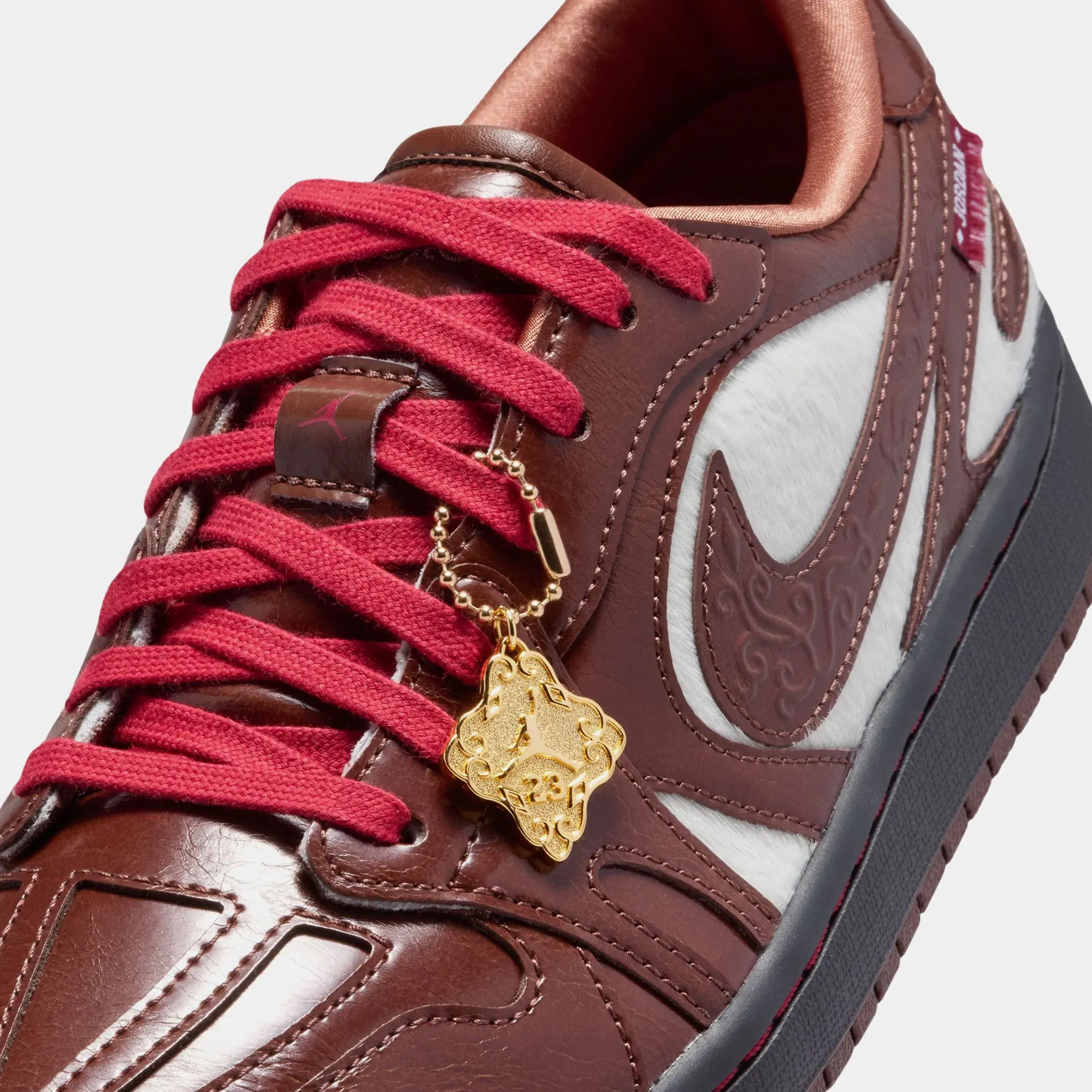 Air Jordan 1 Low Lunar New Year Womens Lifestyle Shoes (Light Chocolate/Light Chocolate/Black)