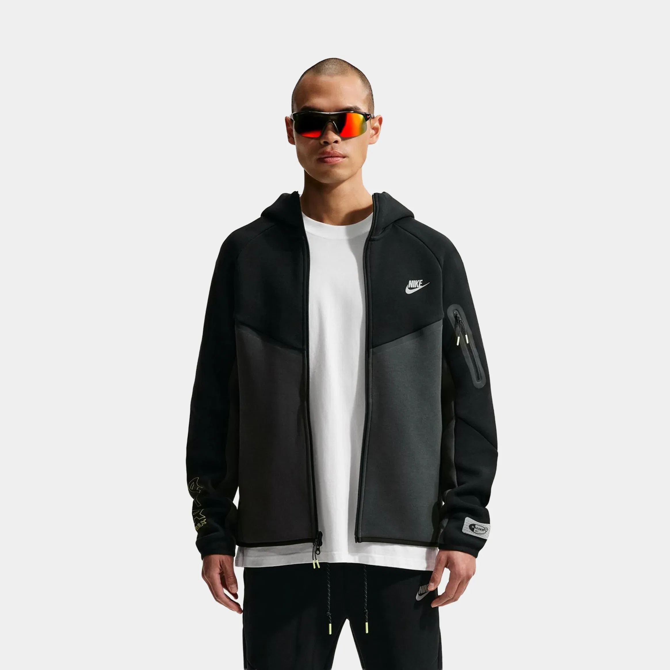 Nike Tech Fleece Full Zip Windrunner Mens Jacket (Black/Dark Smoke Grey/Neon Yellow)