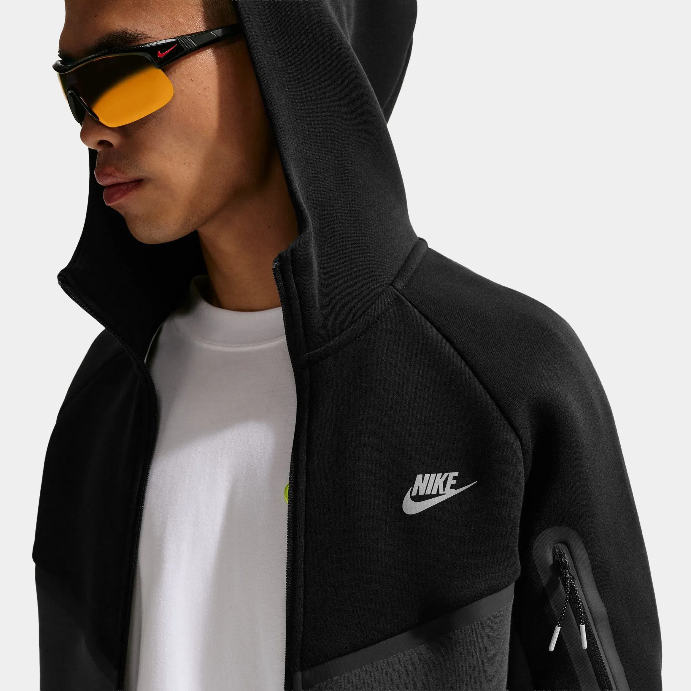 Nike Tech Fleece Full Zip Windrunner Mens Jacket (Black/Dark Smoke Grey/Neon Yellow)