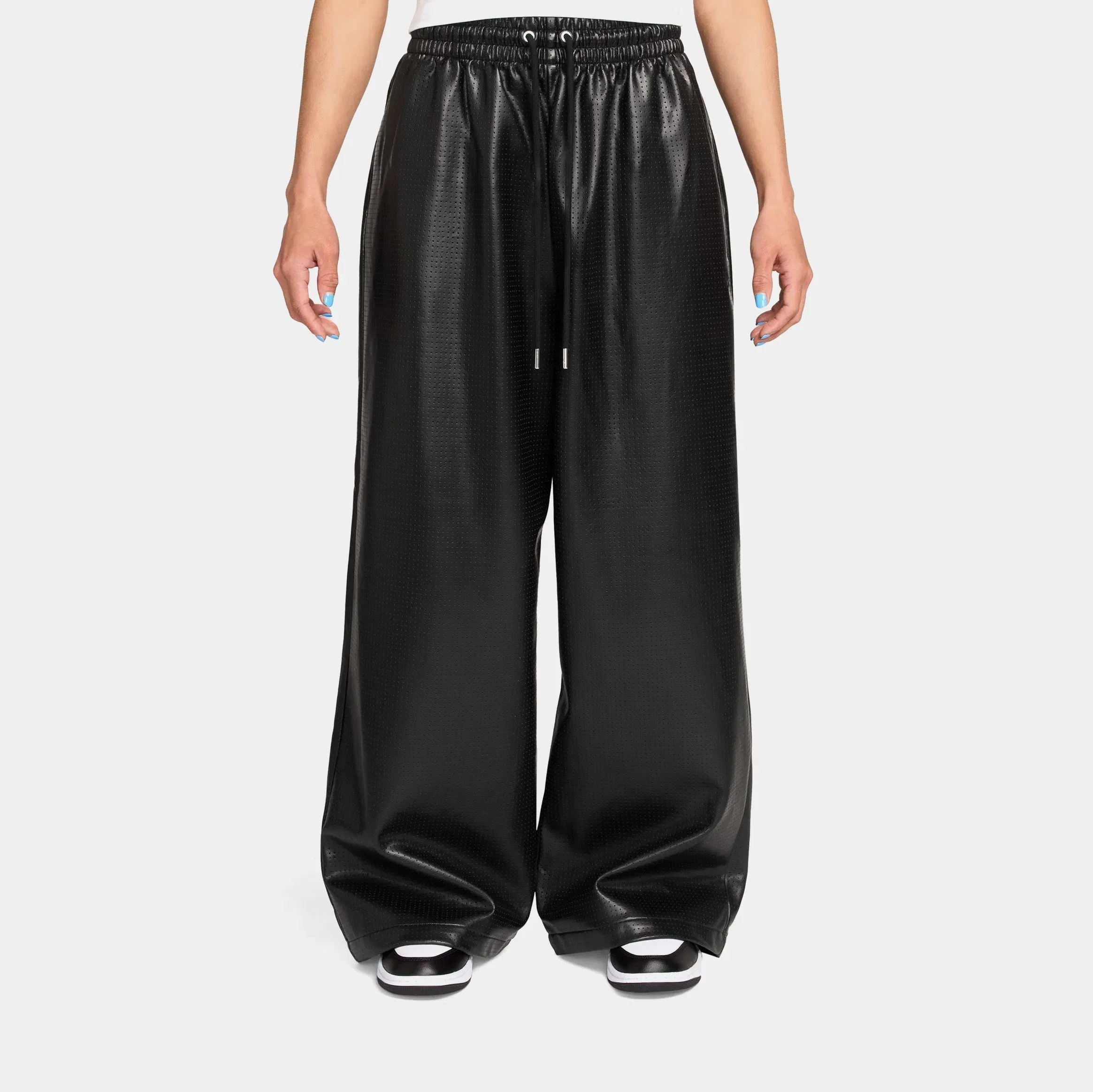 Air Jordan Flight Faux Leather Womens Trousers (Black)