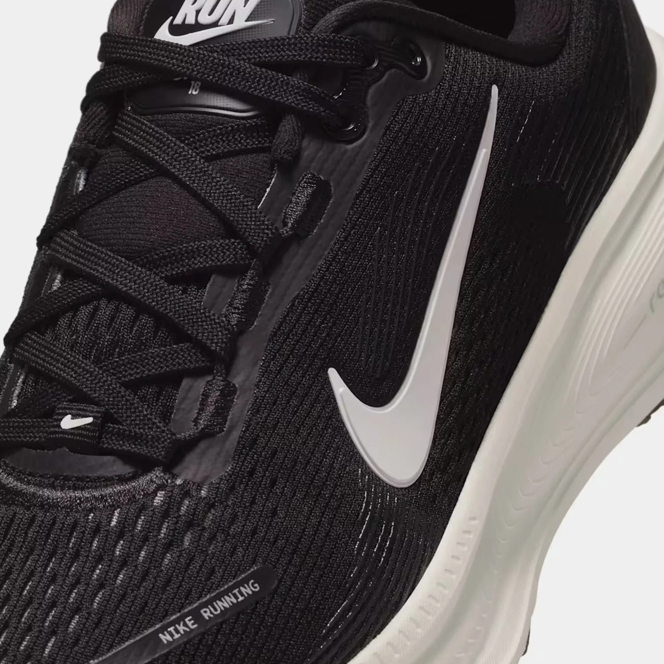 Nike Vomero 18 Grade School Running Shoes (Black/Coconut Milk/Iron Ore/Summit White)