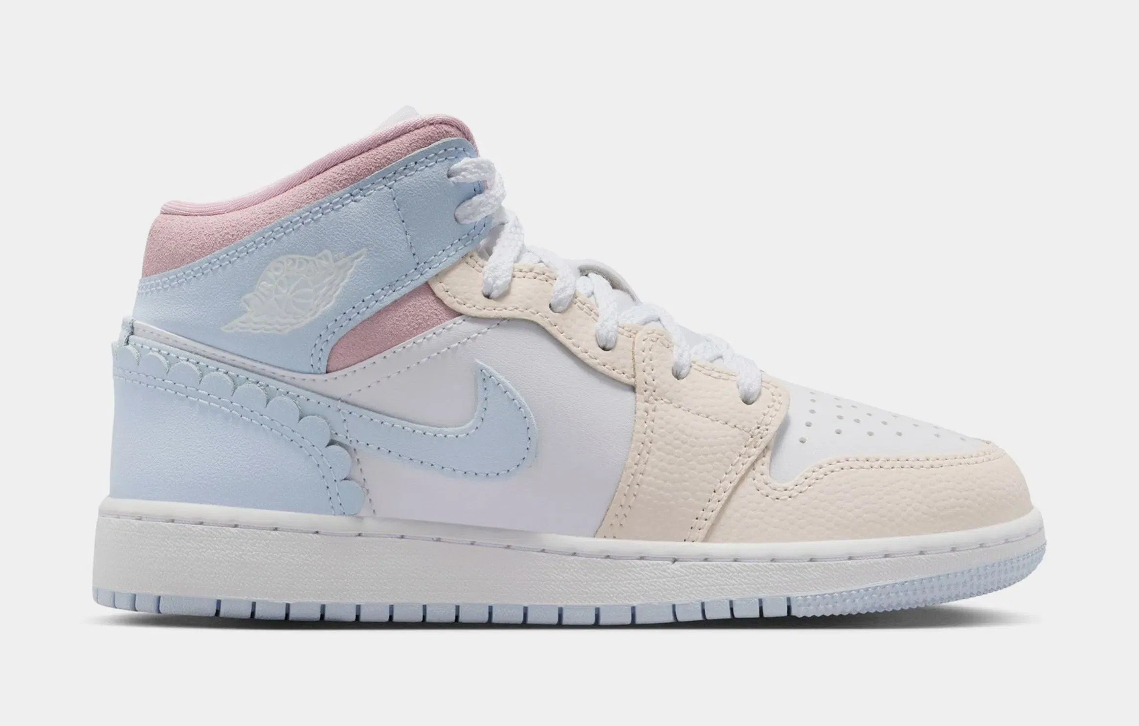 Air Jordan Mid SE Love Is In The Air Grade School Lifestyle Shoes (Half Blue/Pale Ivory/White/Half Blue)