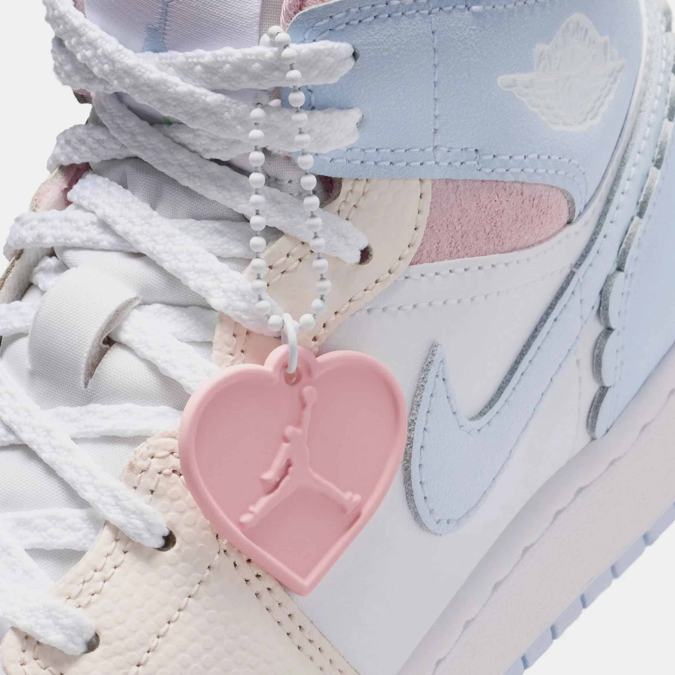 Air Jordan Mid SE Love Is In The Air Grade School Lifestyle Shoes (Half Blue/Pale Ivory/White/Half Blue)