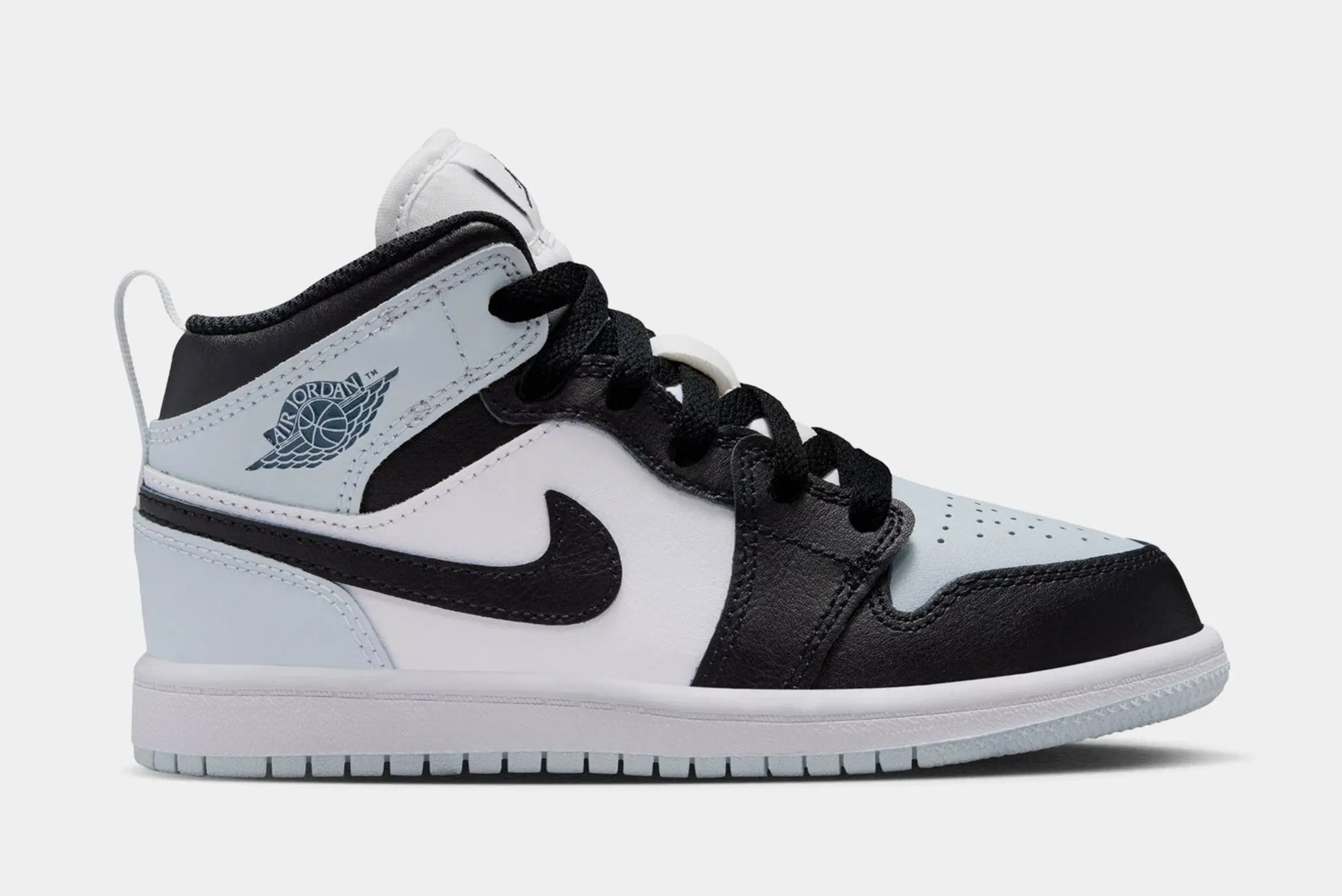 Air Jordan 1 Mid Preschool Lifestyle Shoes (Black/Aura/Squadron Blue/Black)