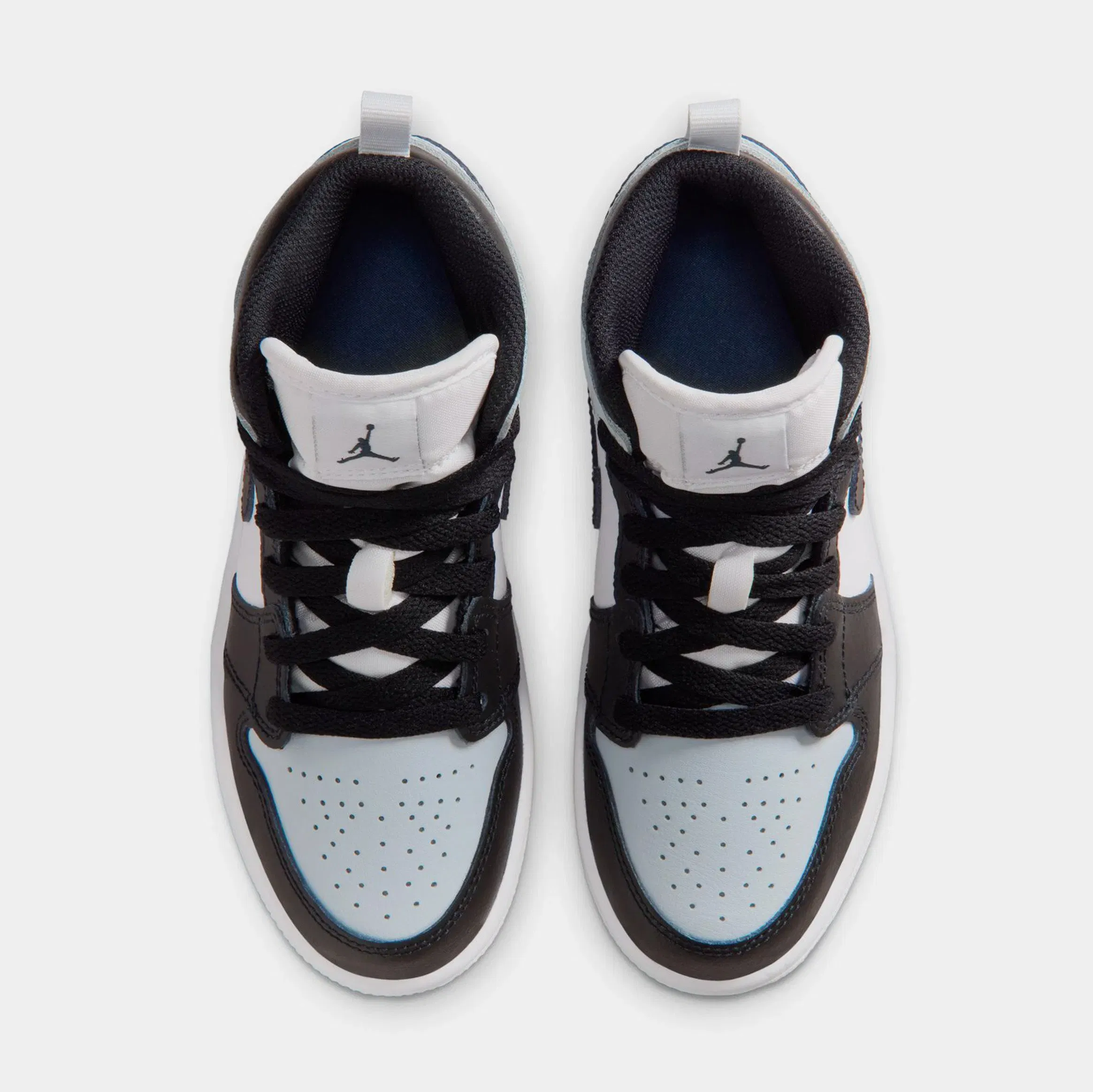 Air Jordan 1 Mid Preschool Lifestyle Shoes (Black/Aura/Squadron Blue/Black)