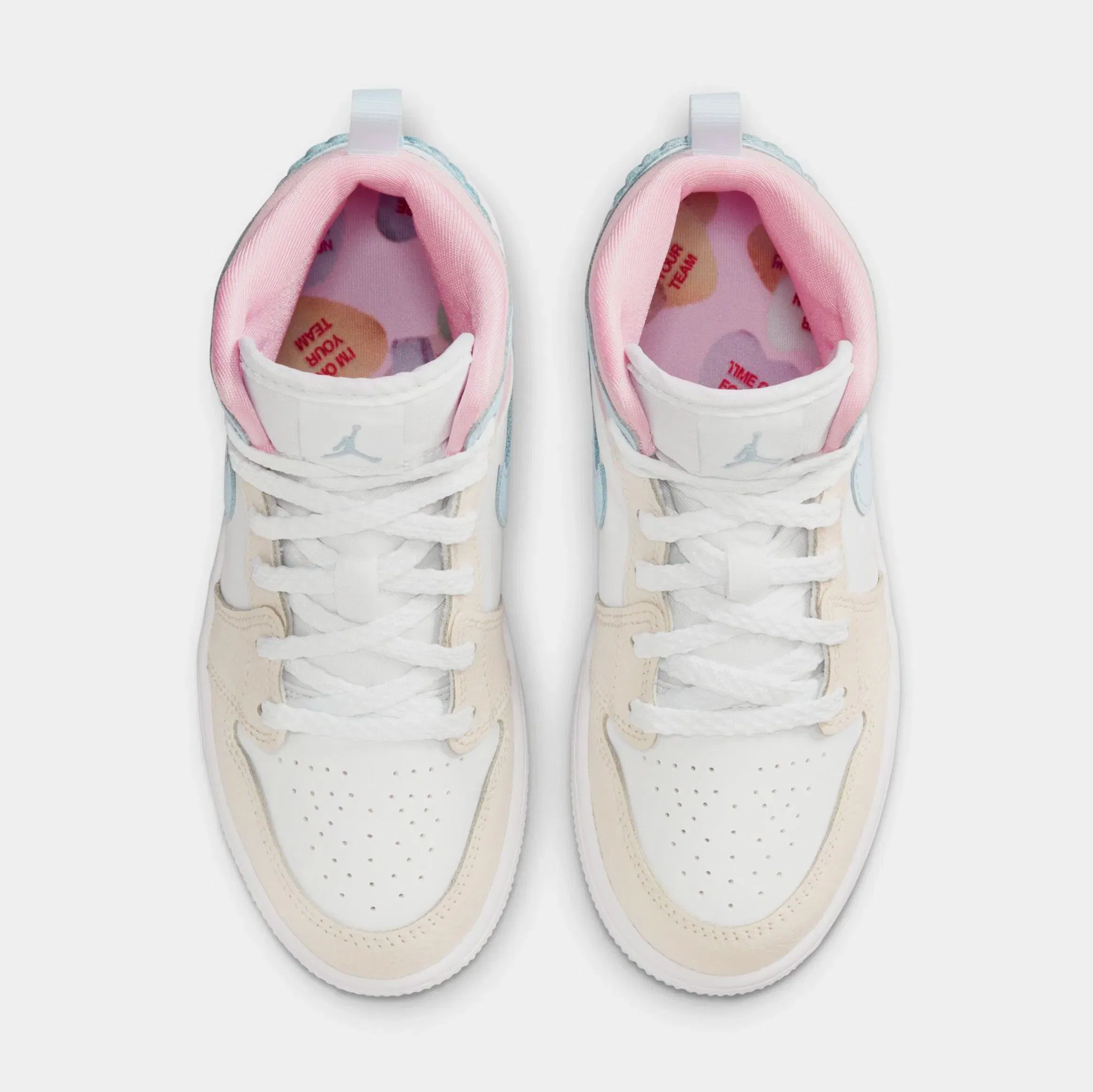 Air Jordan Jordan 1 Mid SE Love Is In The Air Preschool Lifestyle Shoes (Half Blue/Pale Ivory/White/Half Blue)