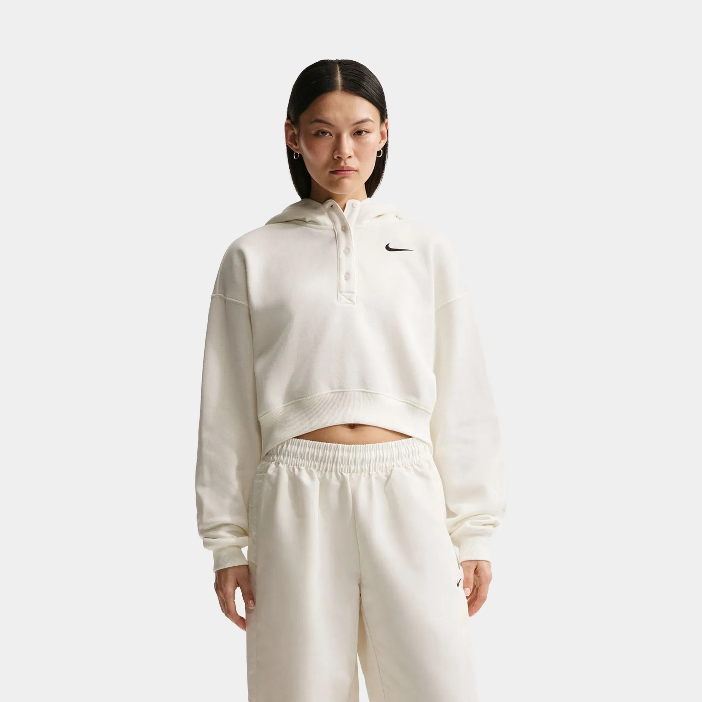 Nike NSW Phoenix Fleece Oversized Cropped Womens Hoodie (Beige)