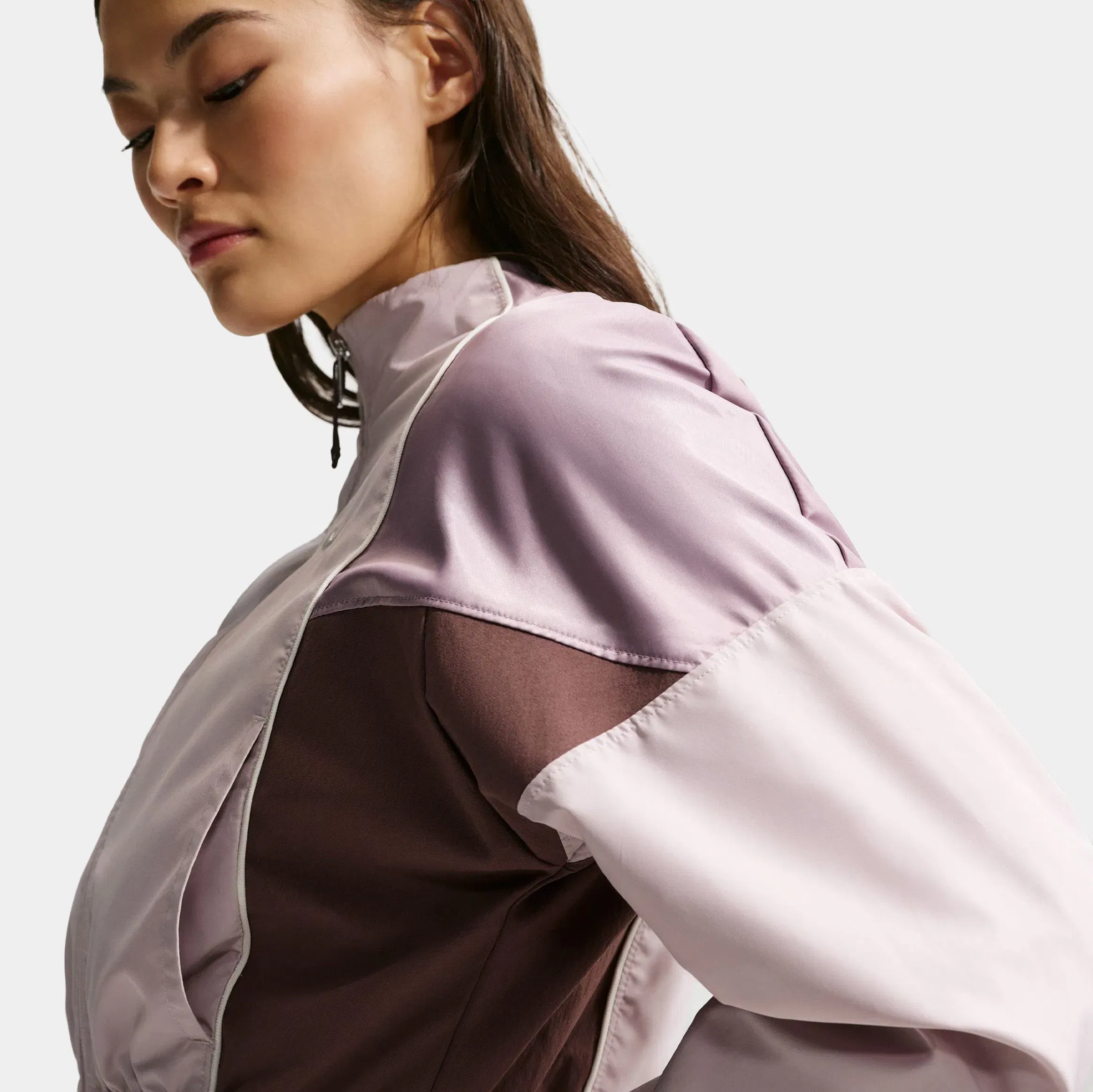 Nike NSW Shrunken Track Zip Up Womens Jacket (Platinum Violet/Tattoo/Sail)