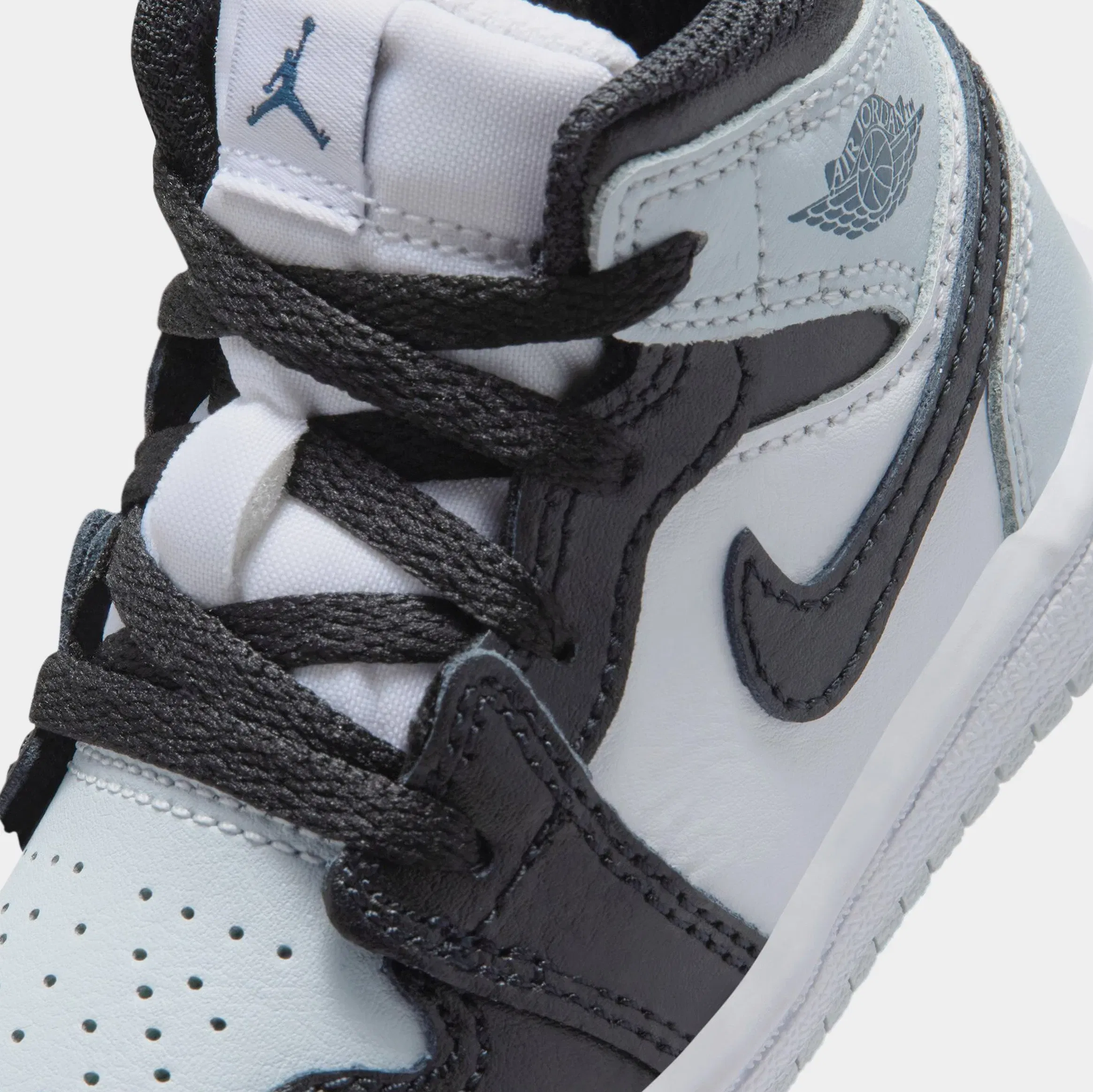 Air Jordan 1 Mid Infant Toddler Lifestyle Shoes (Black/Black/Aura/Squadron/Blue)