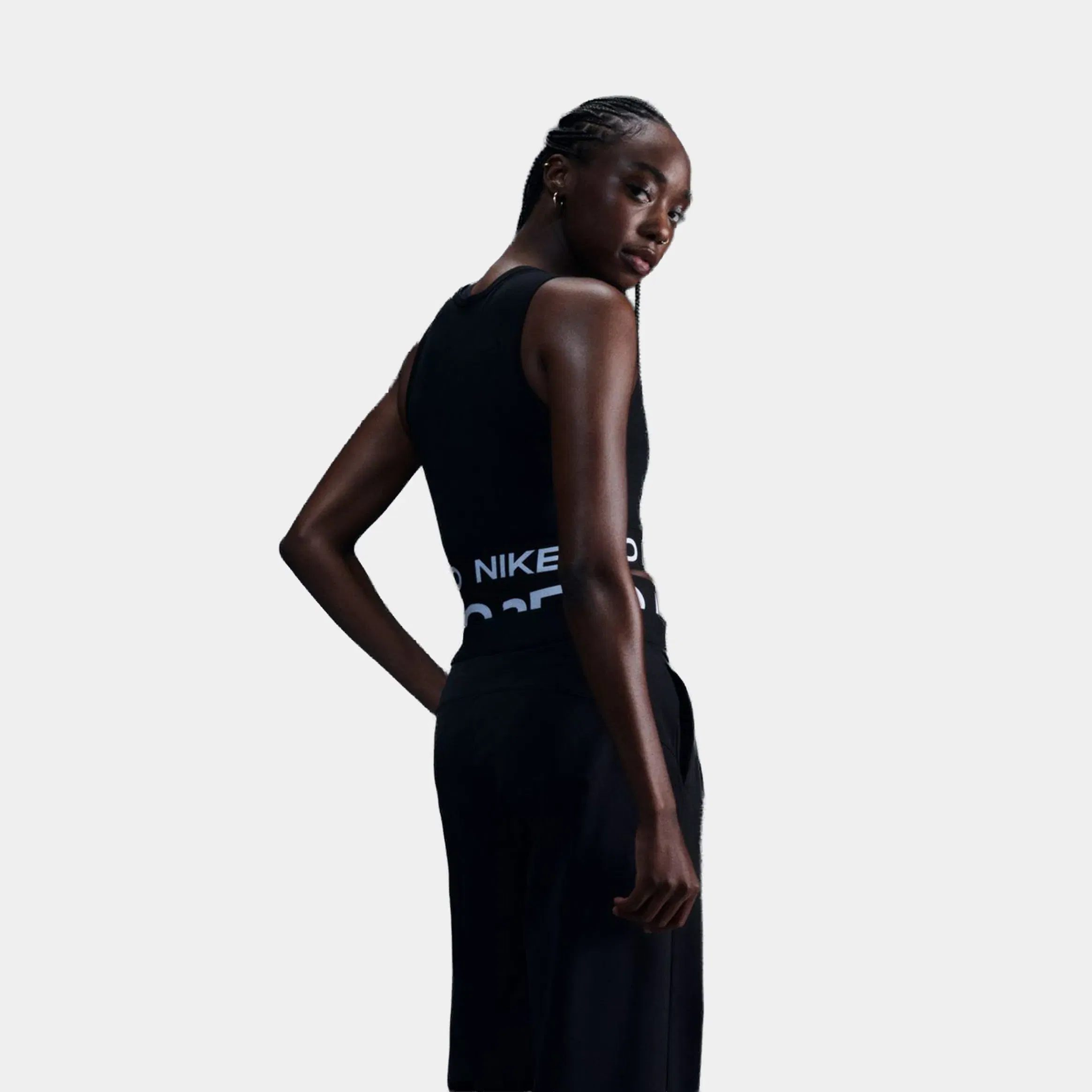 Nike Pro Dri Fit 365 Cropped Womens Tank Top (Black/White)