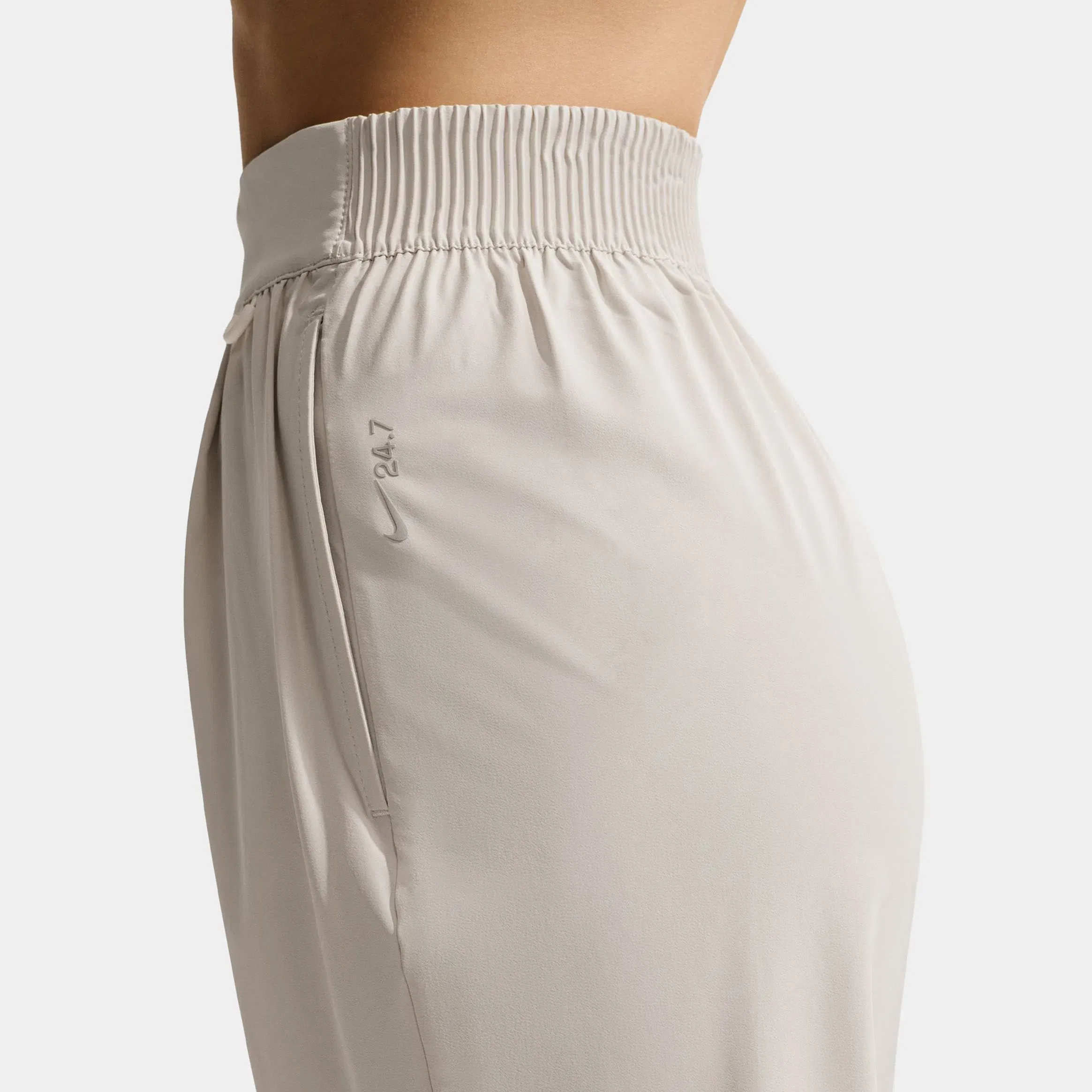 Nike 24.7 PerfectStretch Dri Fit High Waisted Loose Wide Leg Womens Pants (Light Orewood Brown/Light Iron Ore)