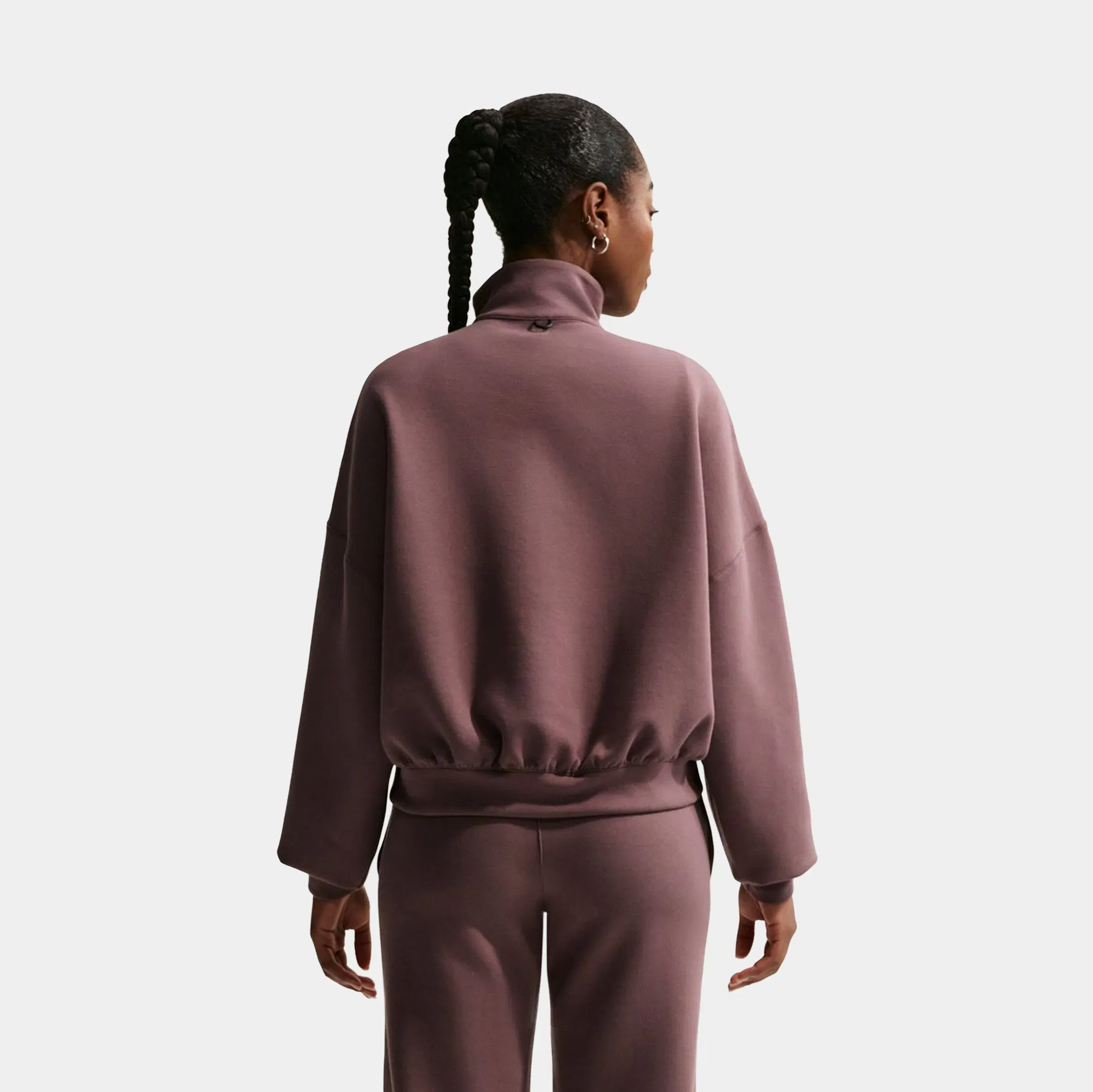 Nike 24.7 Impossibly Soft Dri Fit Oversized Half Zip Womens Sweater (Tattoo/Burgundy Crush)