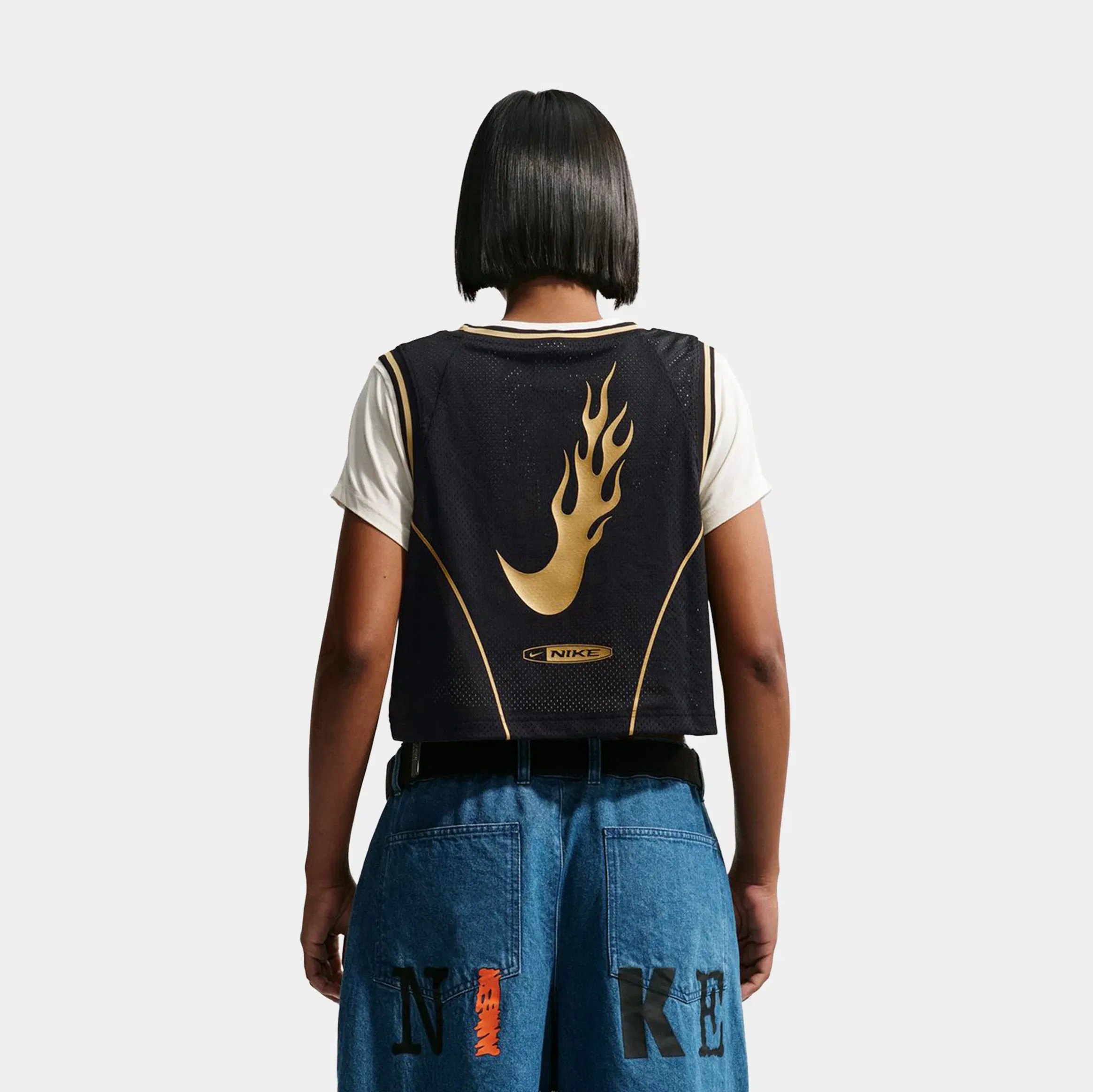 Nike Sportwear Cropped Womens Jersey (Black/Buff Gold)