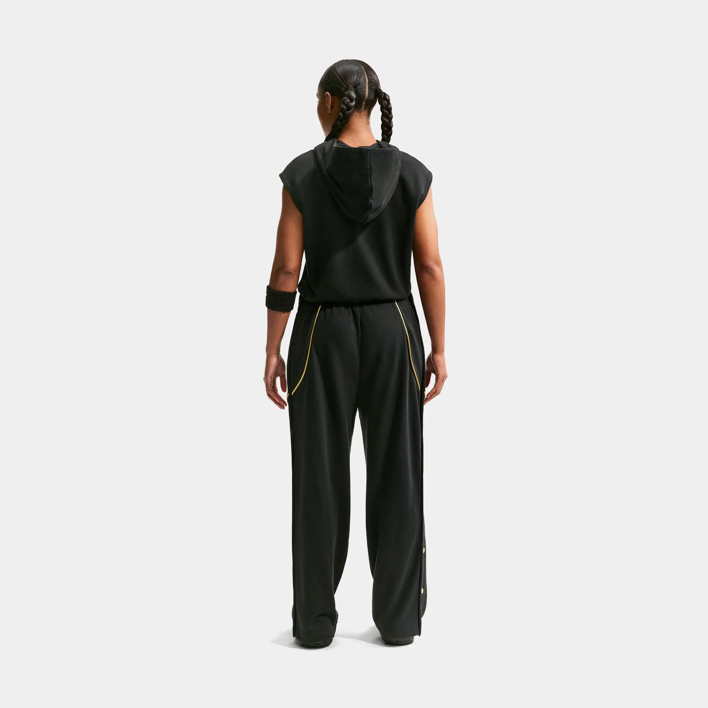 Nike Dri Fit Fleece Tearaway Womens Pants (Black/Buff Gold)