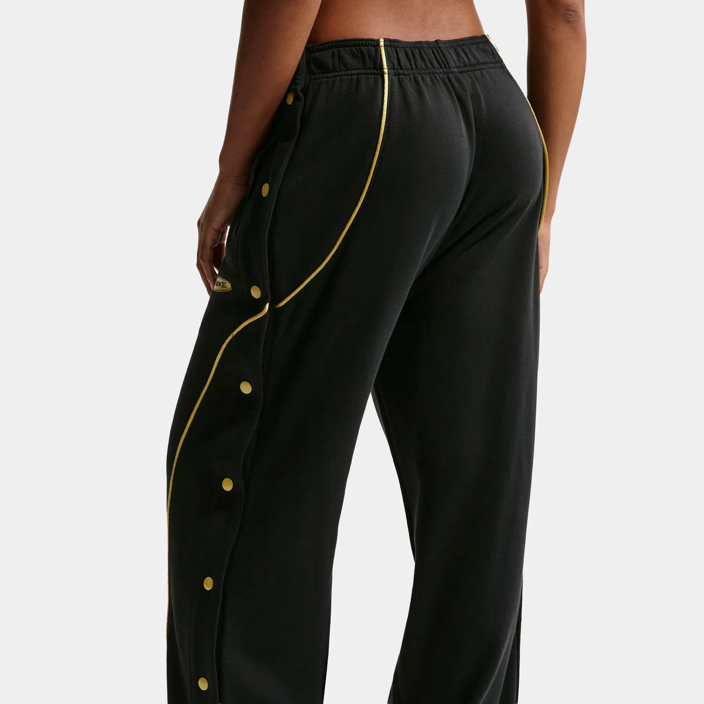 Nike Dri Fit Fleece Tearaway Womens Pants (Black/Buff Gold)