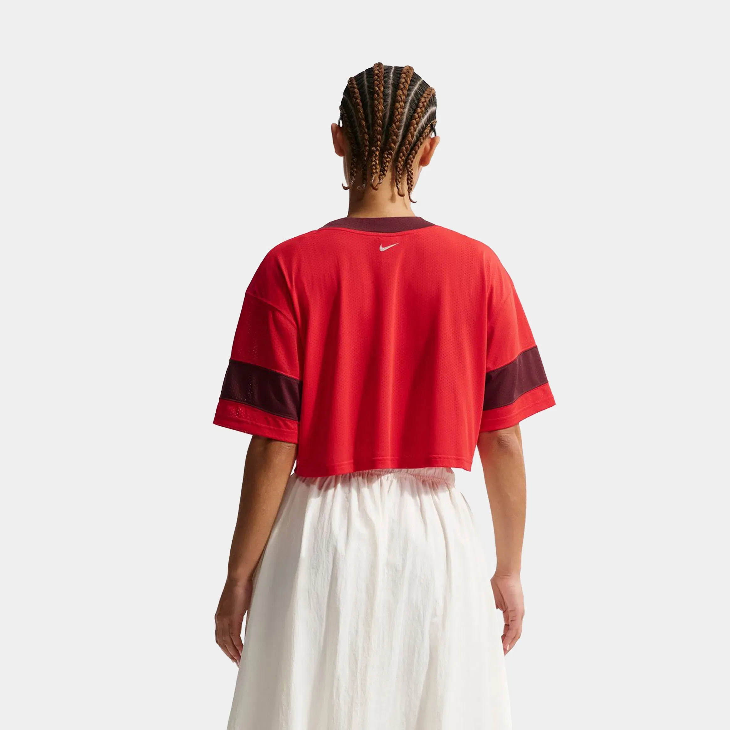 Nike NSW Oversized Cropped Womens Jersey (Red/White)