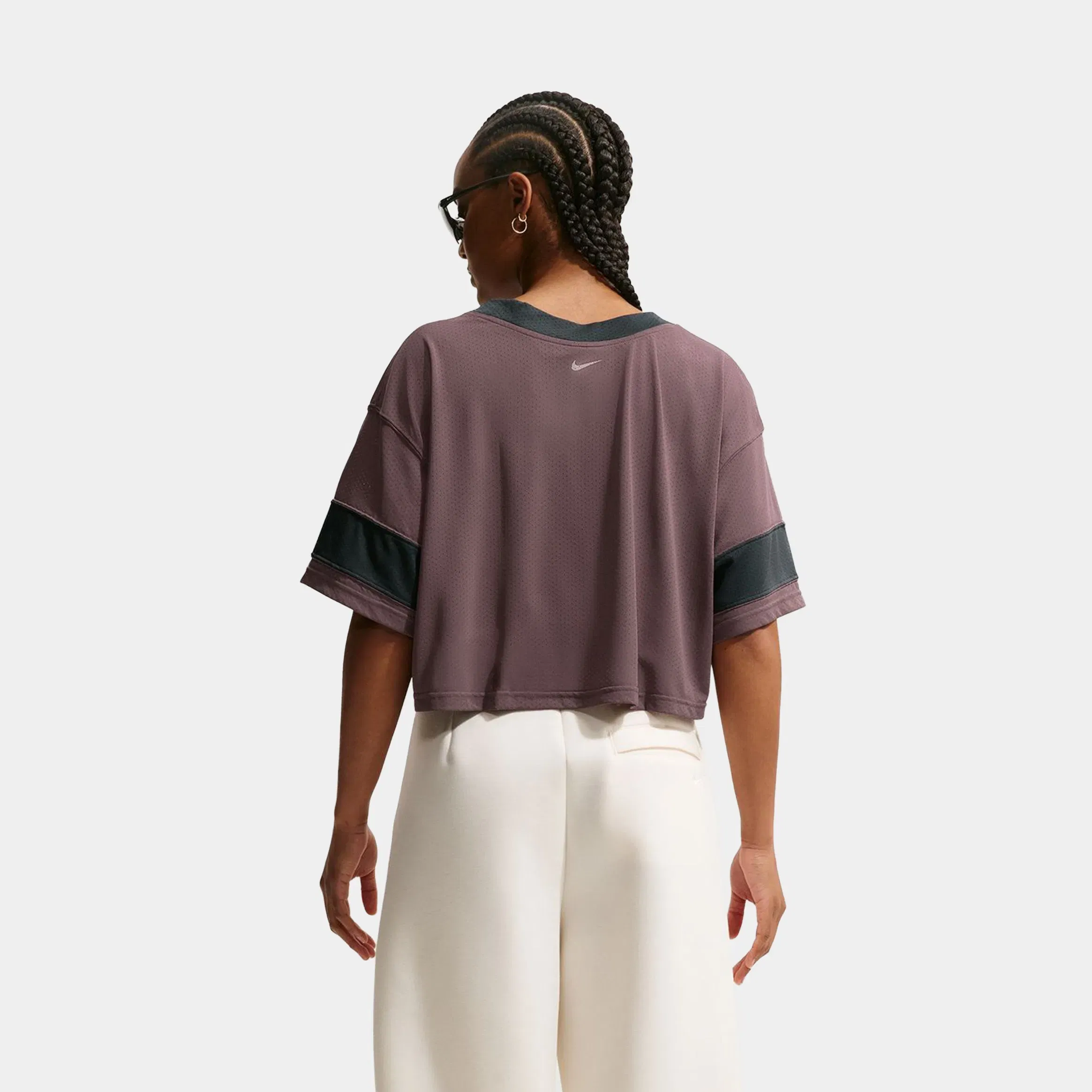 Nike NSW Oversized Cropped Womens Jersey (Brown/Grey)
