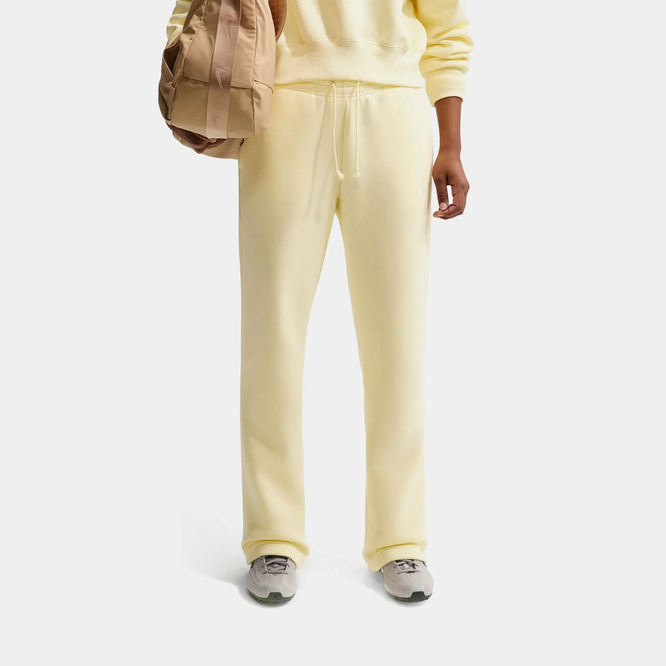 Nike NSW Phoenix Fleece Mid Rise Open Hem Sweatpants (Yellow)
