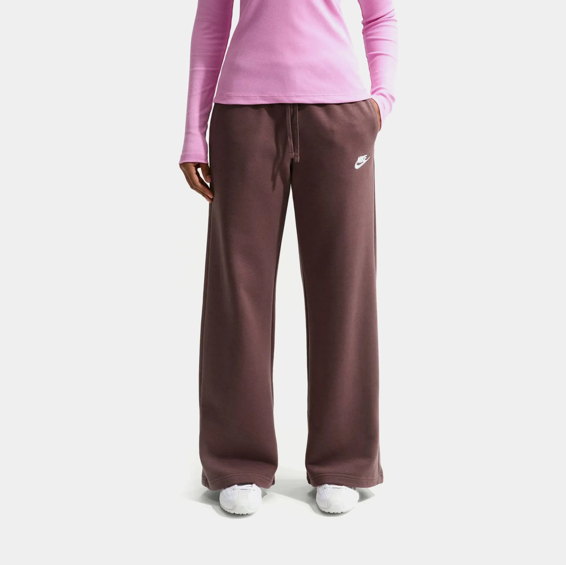 Nike NSW Club Fleece Mid Rise Wide Leg Womens Sweatpants (Tattoo/White)