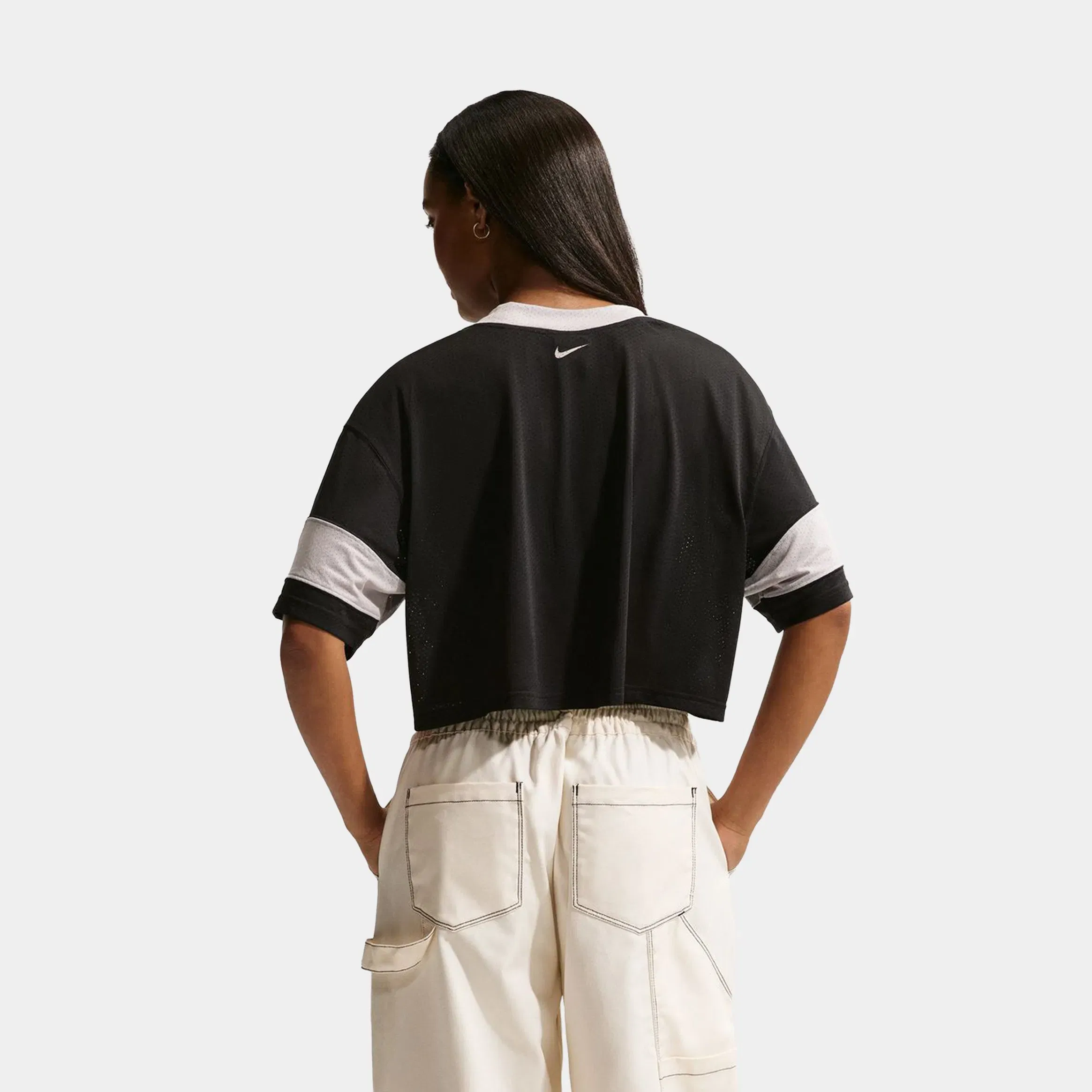 Nike Oversized Cropped Womens Jersey (Black/Light Smoke Grey/Chalk)