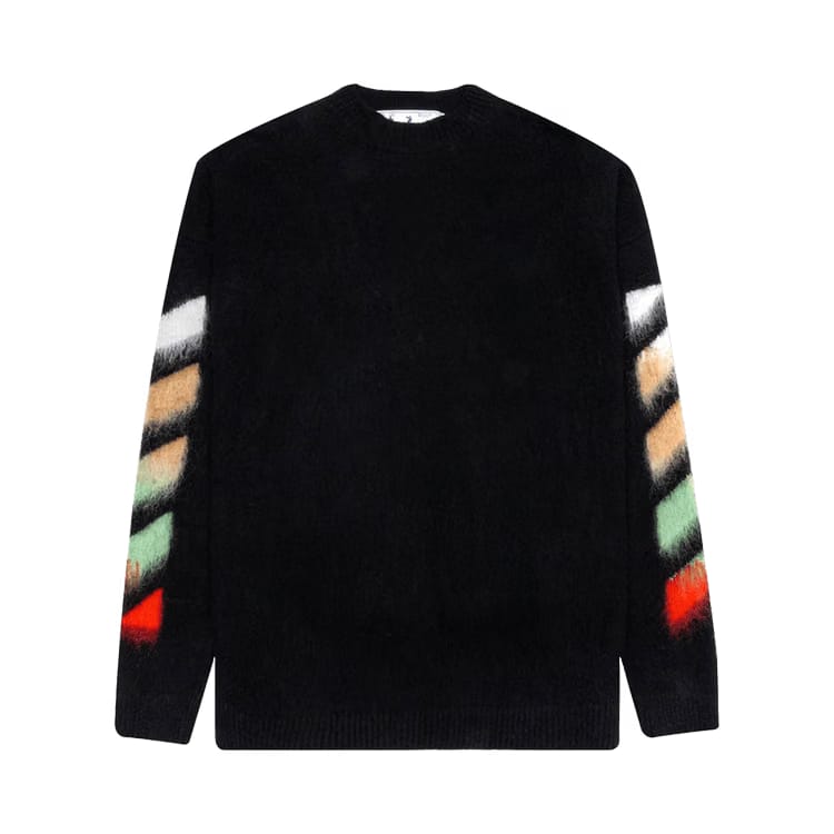 Off-White Brushed Wool Sweater Black Multicolor