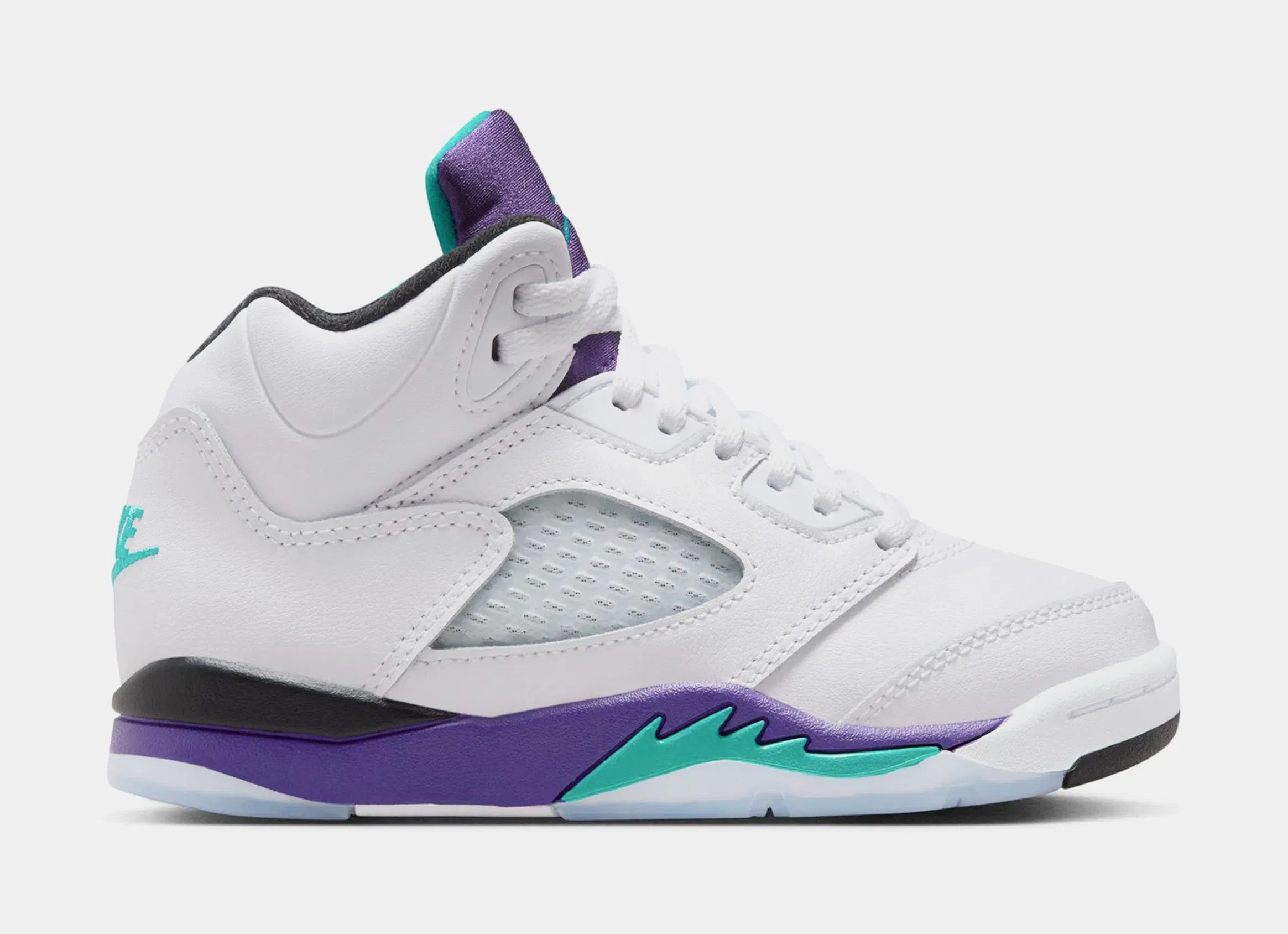 Air Jordan 5 Retro Grape Preschool Lifestyle Shoes (White/New Emerald/Grape Ice/Black)