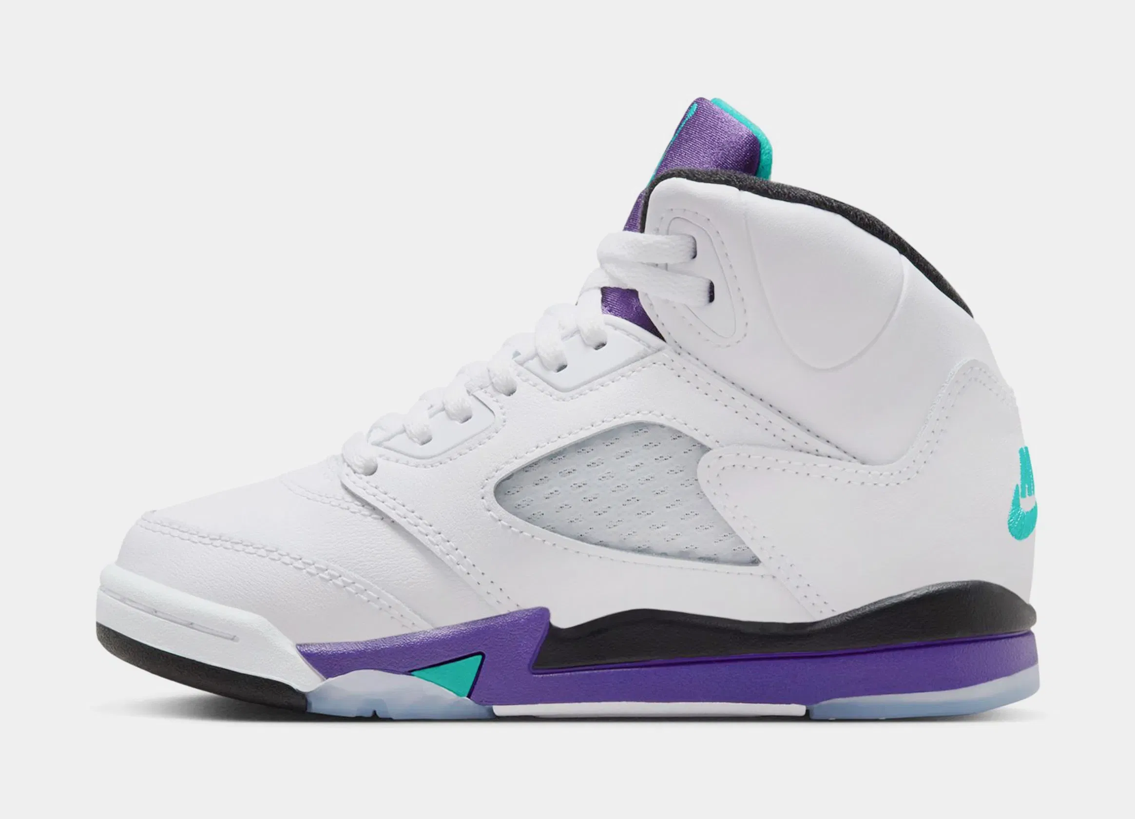 Air Jordan 5 Retro Grape Preschool Lifestyle Shoes (White/New Emerald/Grape Ice/Black)
