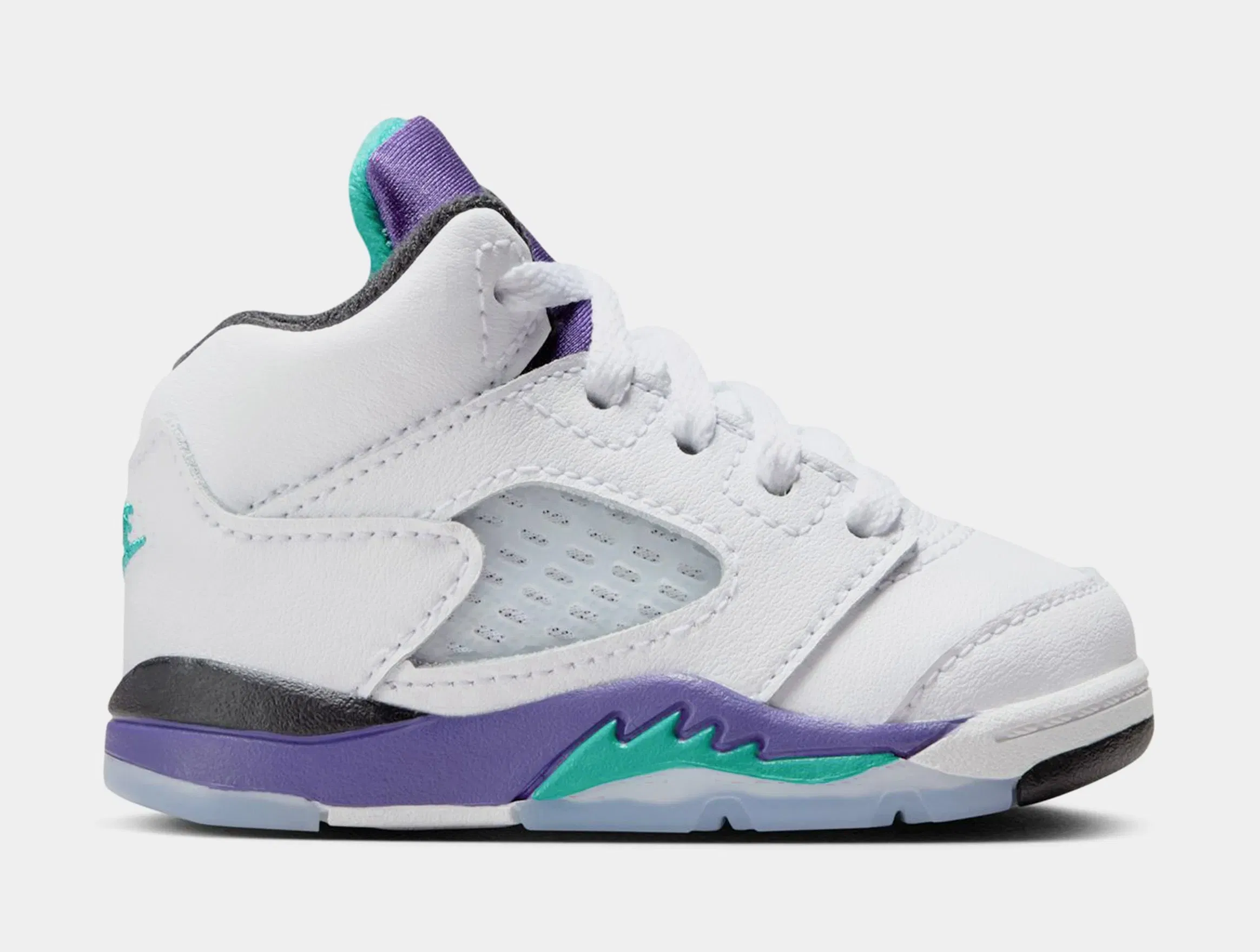 Air Jordan 5 Retro Grape Infant Toddler Lifestyle Shoes (White/New Emerald/Grape Ice/Black)