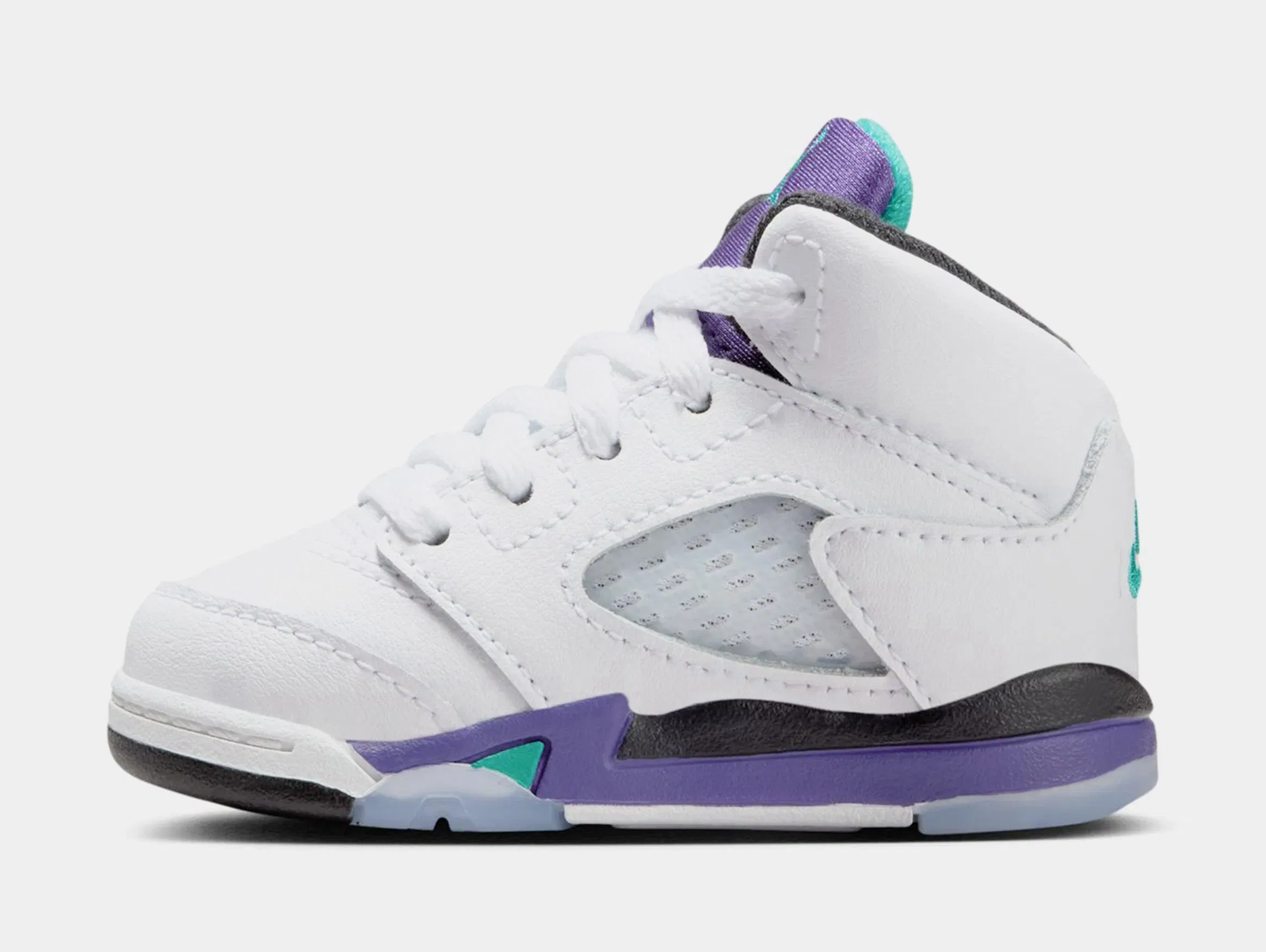 Air Jordan 5 Retro Grape Infant Toddler Lifestyle Shoes (White/New Emerald/Grape Ice/Black)
