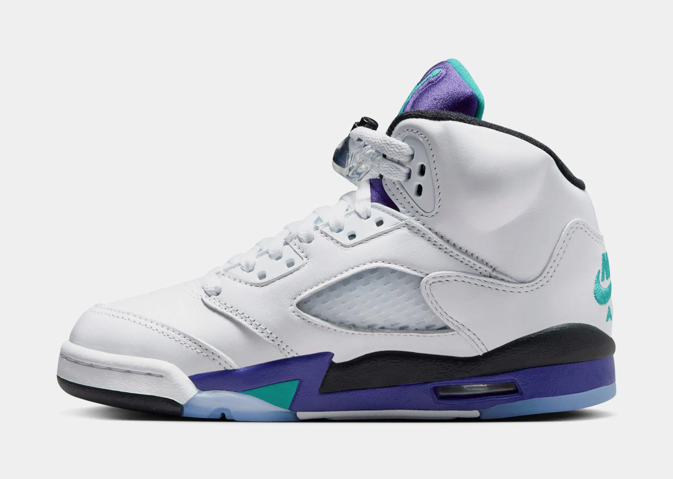 Air Jordan 5 Retro Grape Grade School Lifestyle Shoes (White/New Emerald/Grape Ice/Black)