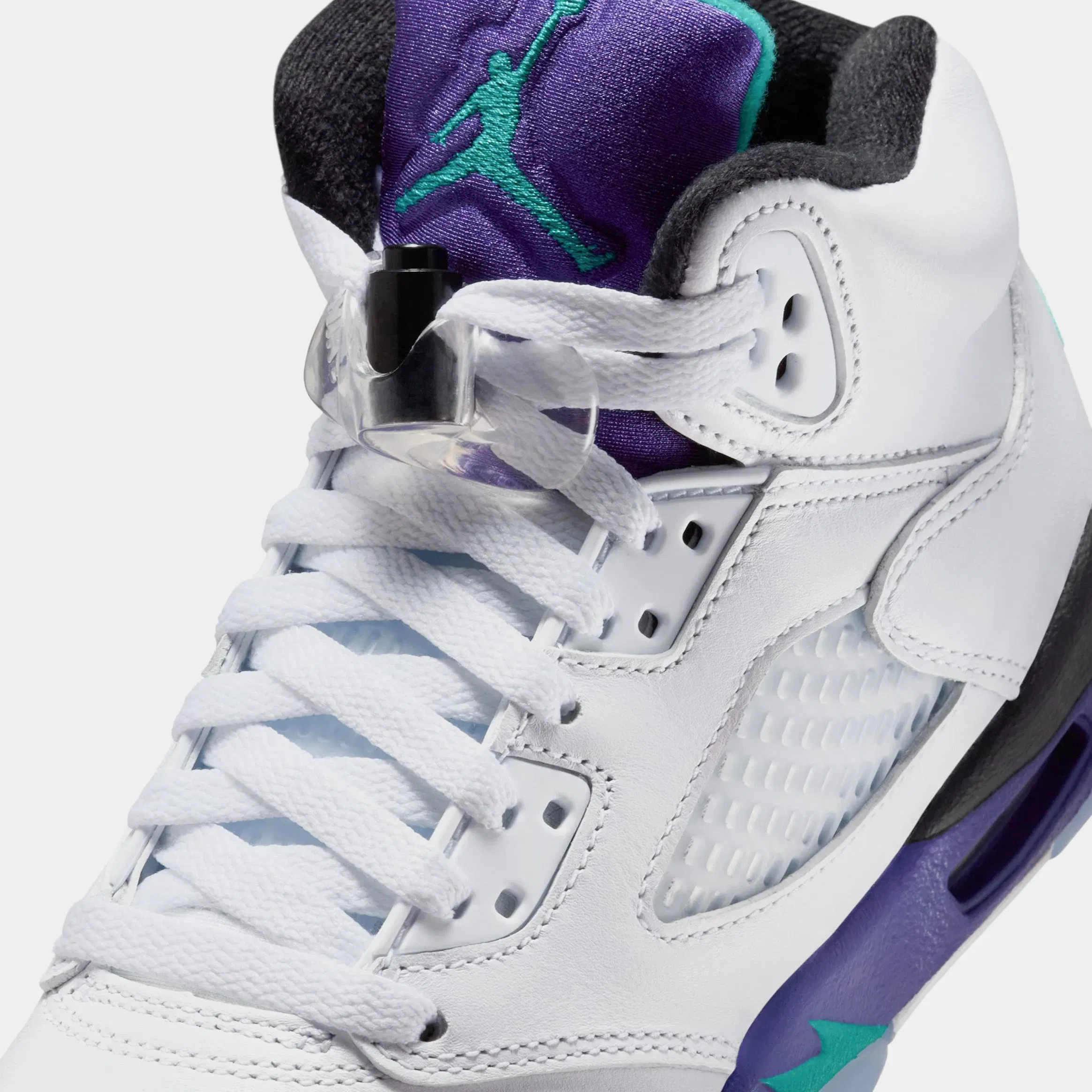Air Jordan 5 Retro Grape Grade School Lifestyle Shoes (White/New Emerald/Grape Ice/Black)