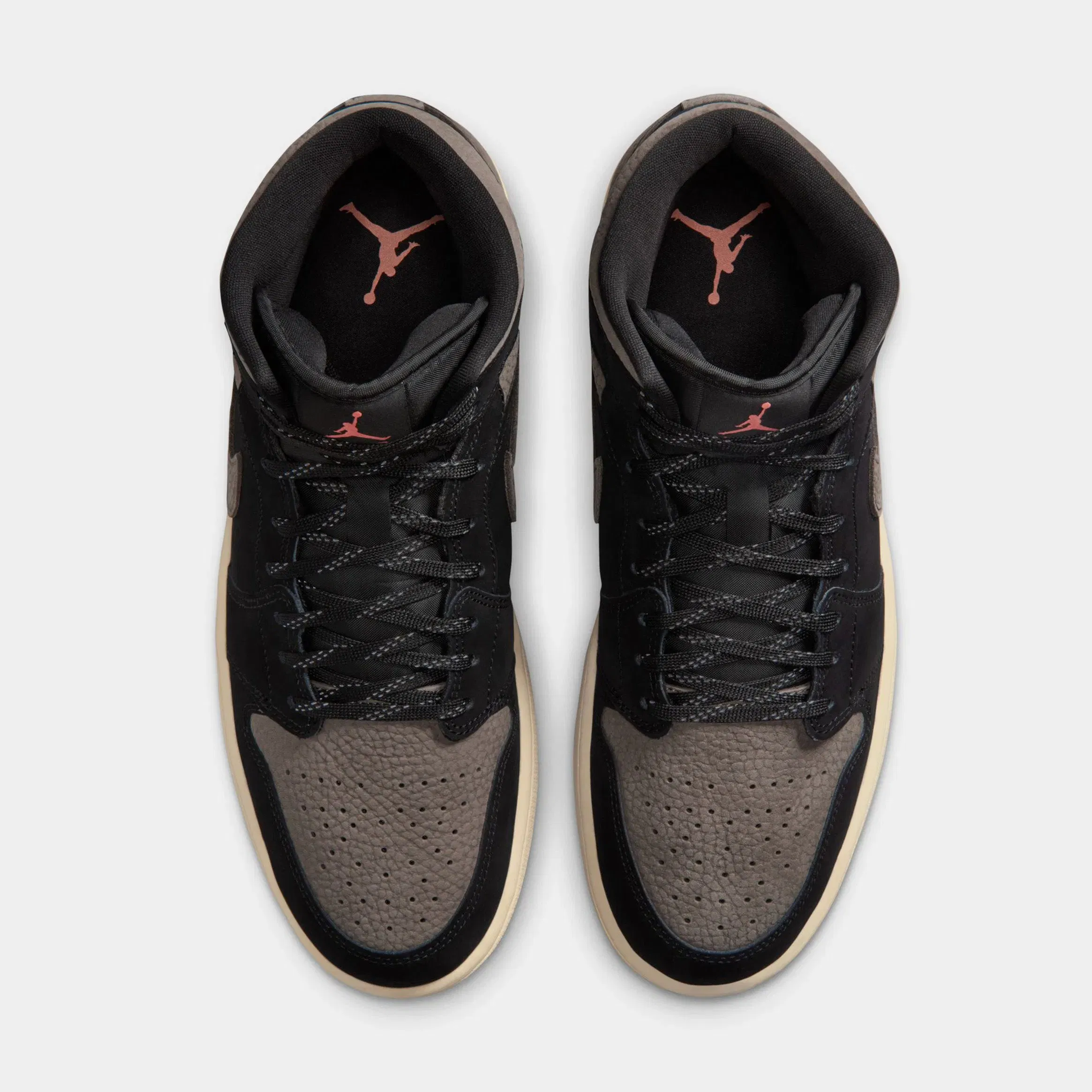 Air Jordan 1 Mid SE Mens Lifestyle Shoes (Black/Light Wild Mango/Olive Grey)