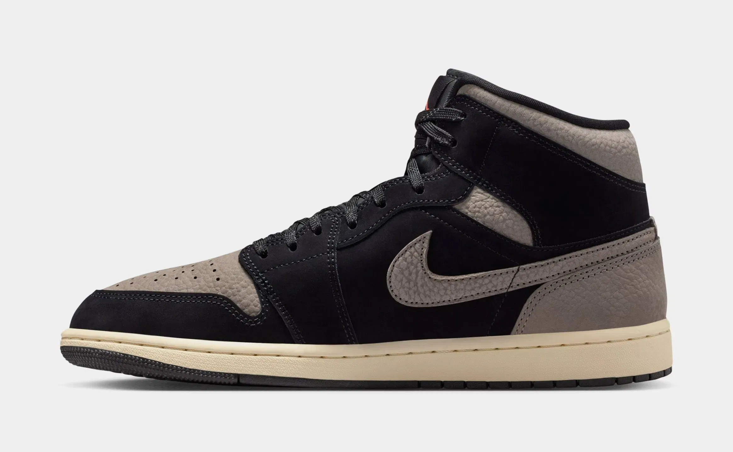 Air Jordan 1 Mid SE Mens Lifestyle Shoes (Black/Light Wild Mango/Olive Grey)