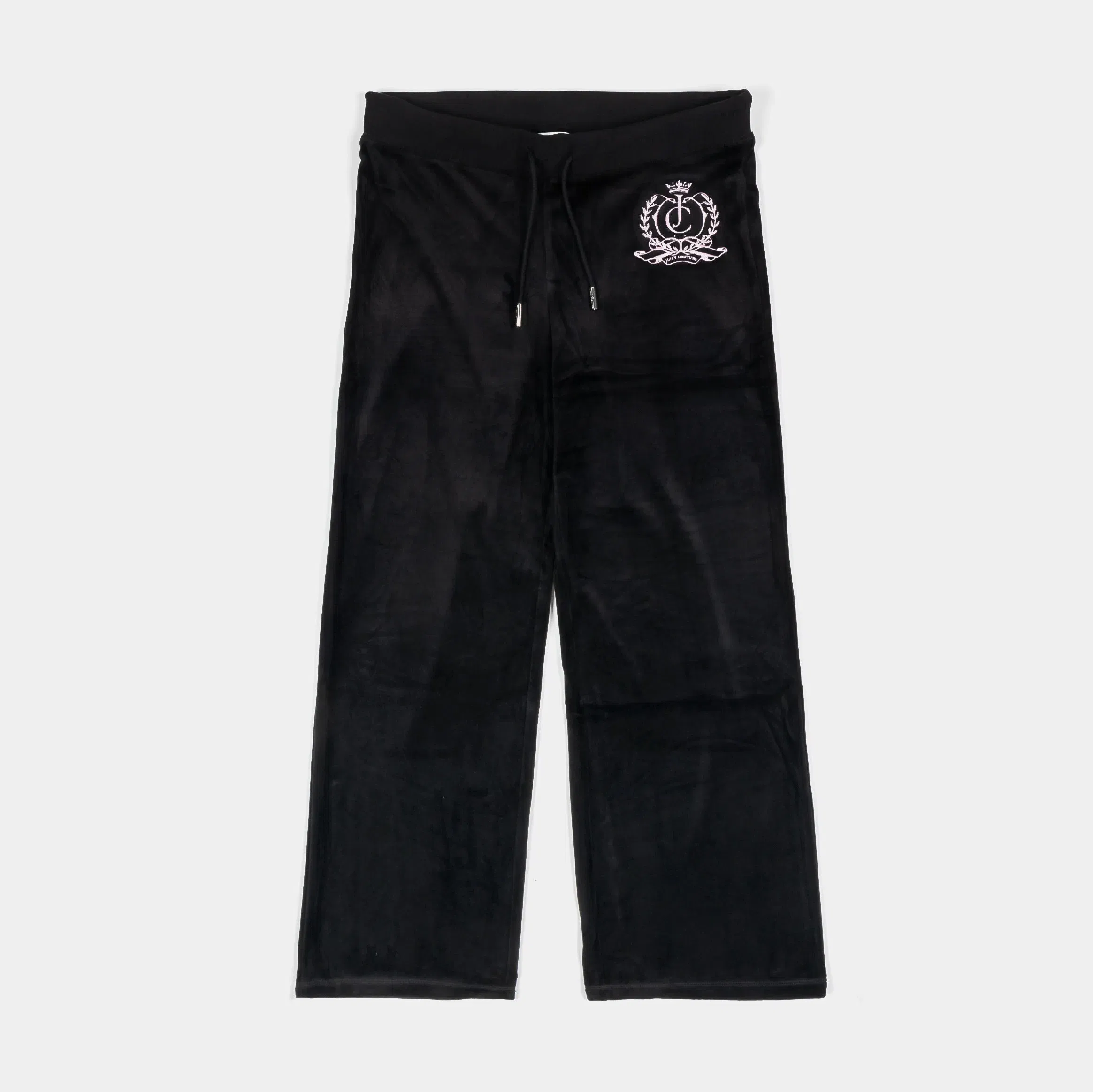 Juicy Couture Heritage Wide Leg Track Womens Pants (Black/Pink)