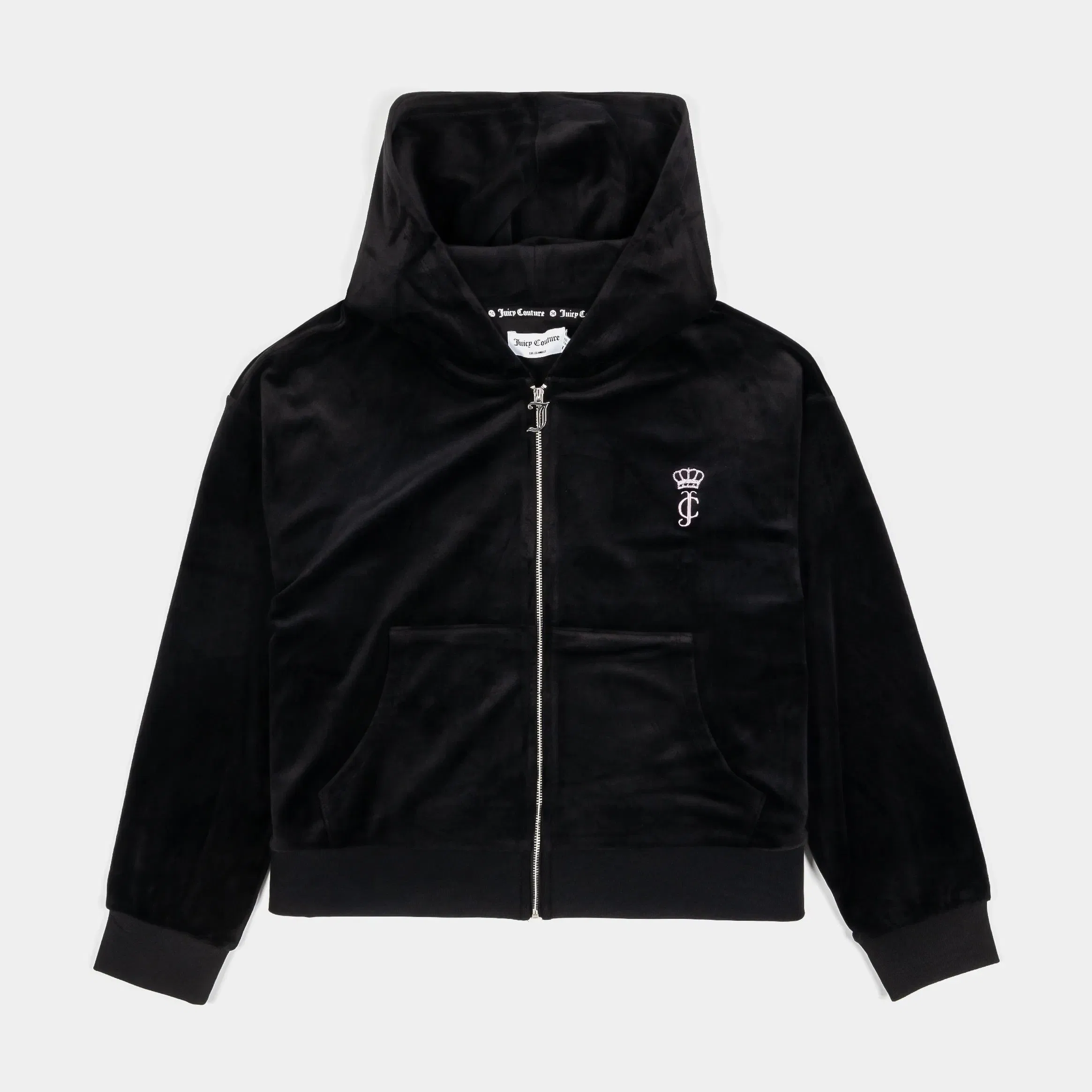 Juicy Couture Relaxed Velour Zip Womens Hoodie (Liquorice)