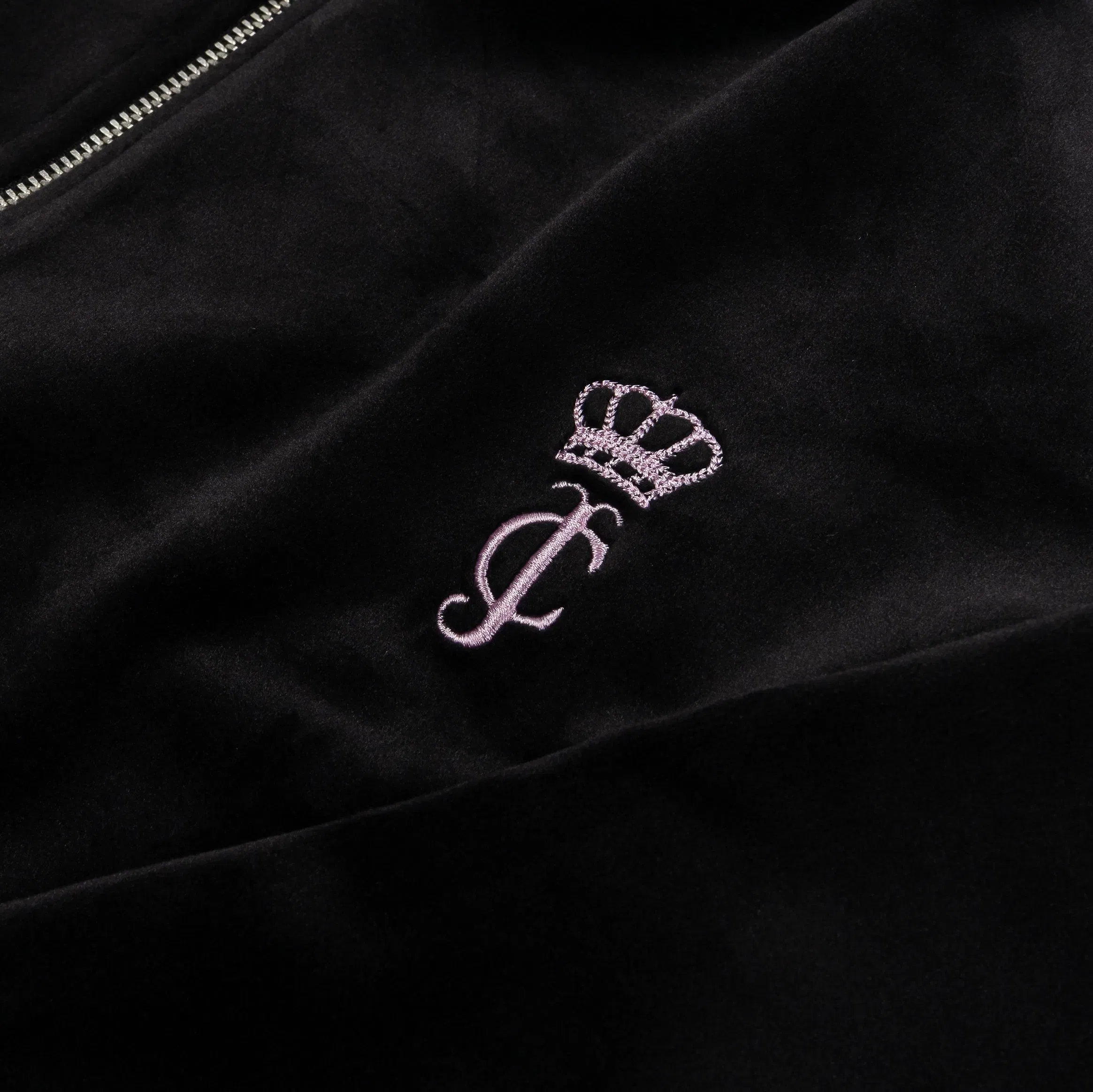 Juicy Couture Relaxed Velour Zip Womens Hoodie (Liquorice)