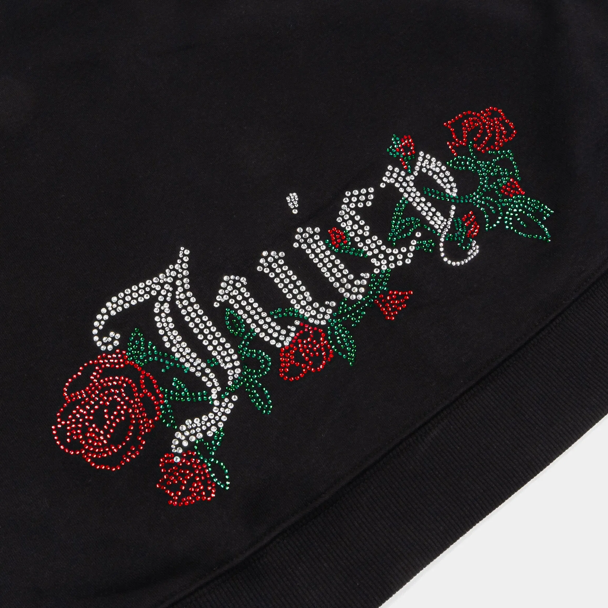 Juicy Couture Roses Cropped Zip Up Womens Hoodie (Liquorice)
