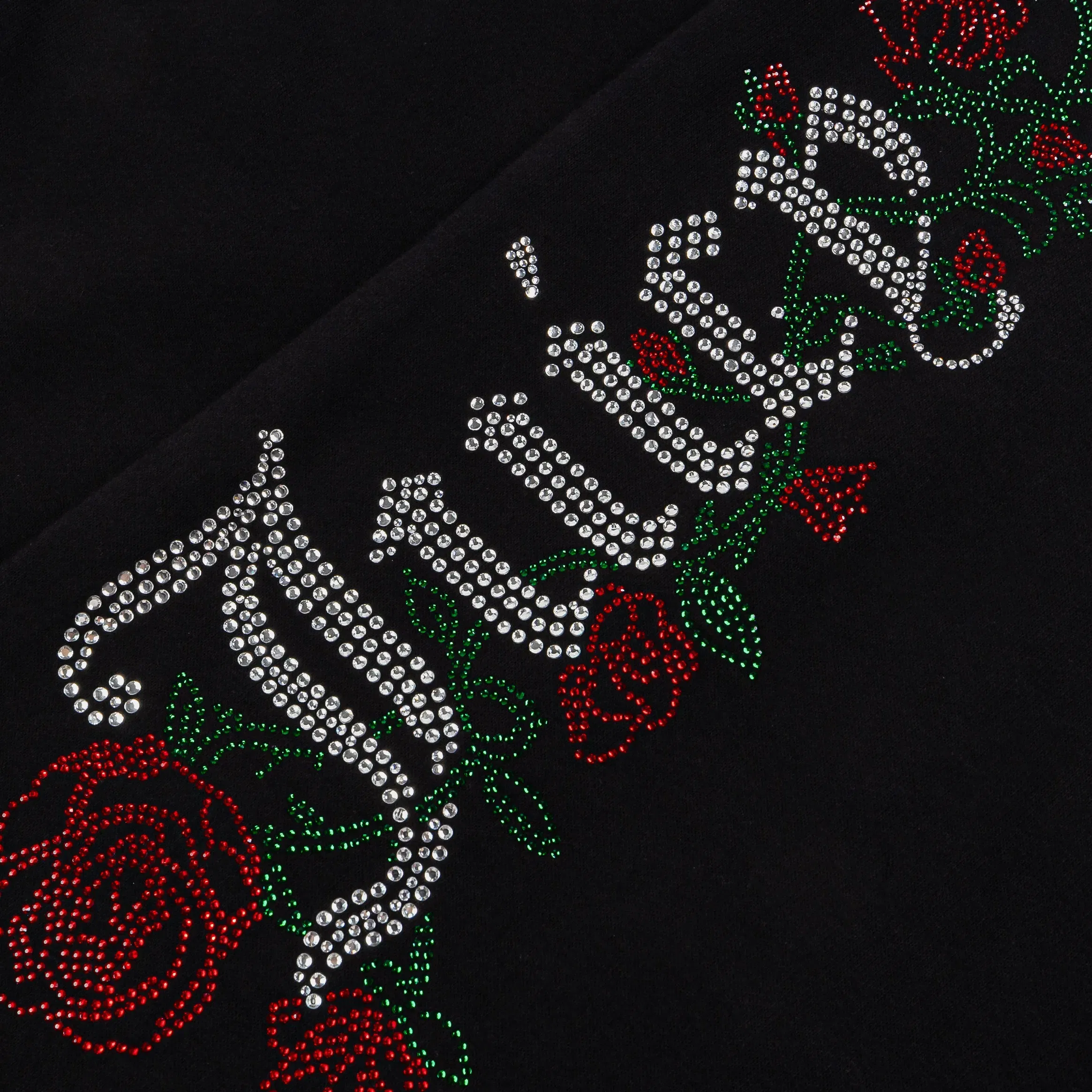 Juicy Couture Roses Wide Leg Track Womens Pants (Black)