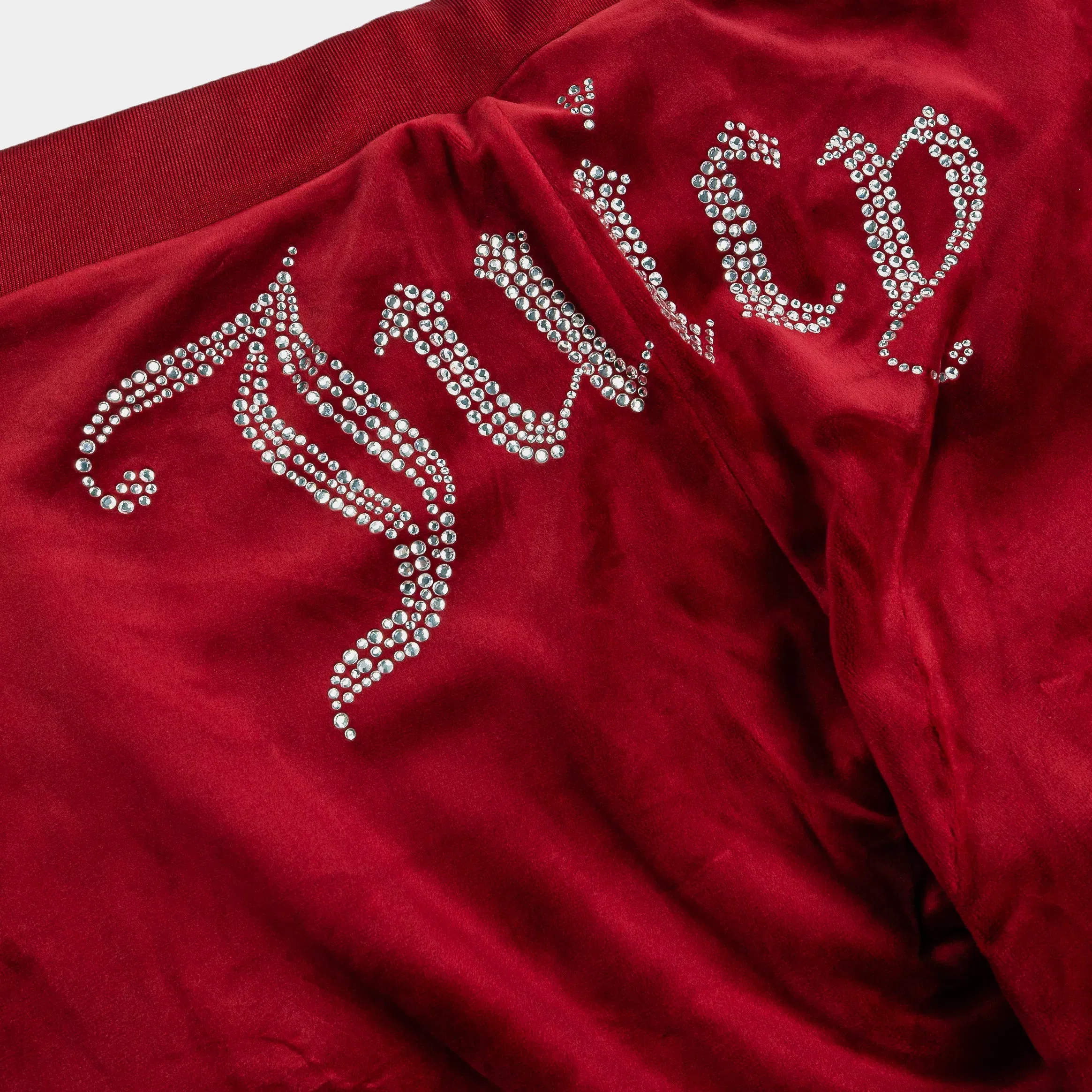 Juicy Couture OG Big Bling Velour Track Womens Pants (Red Dahlia)