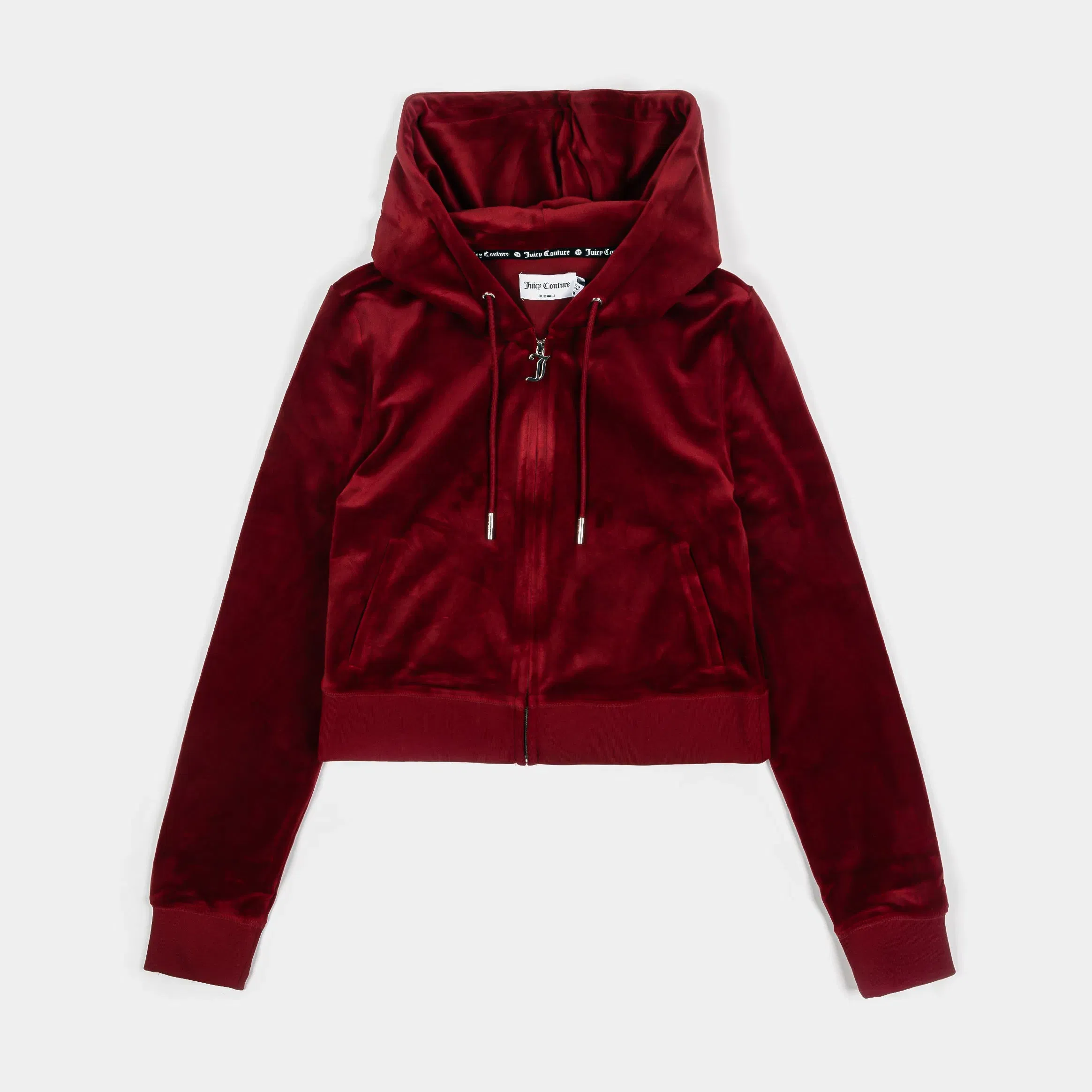 Juicy Couture OG Big Bling Velour Full Zip Womens Hoodie (Red Dahlia)