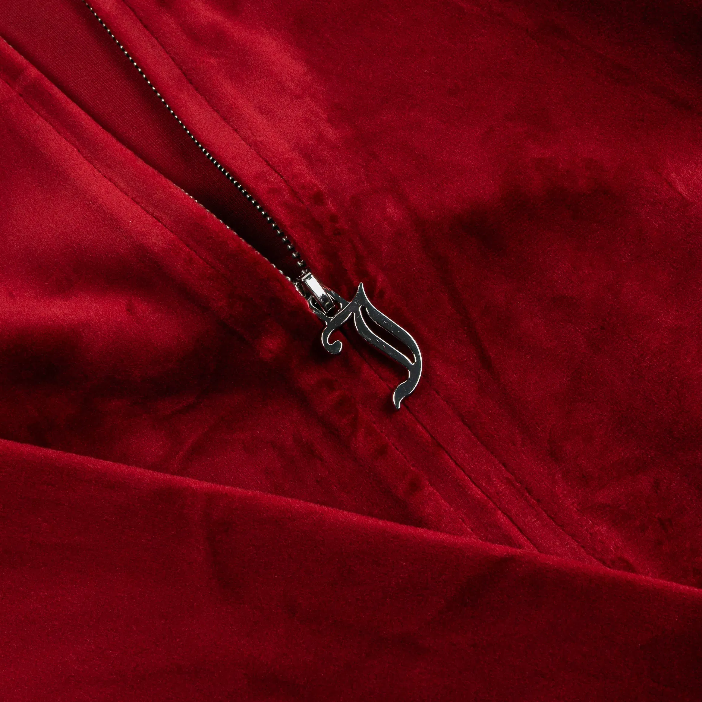 Juicy Couture OG Big Bling Velour Full Zip Womens Hoodie (Red Dahlia)