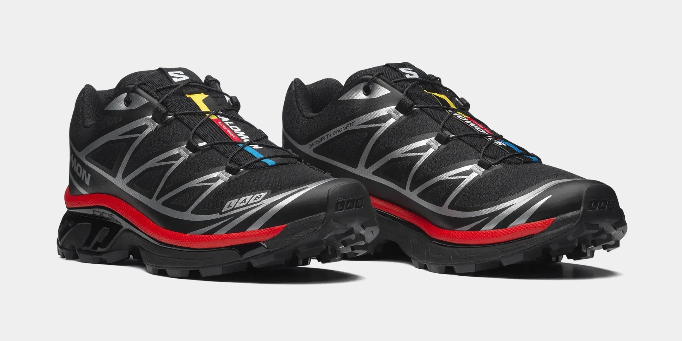 Salomon XT-6 Mens Running Shoes (Black/Fiery Red/Footwear Silver)